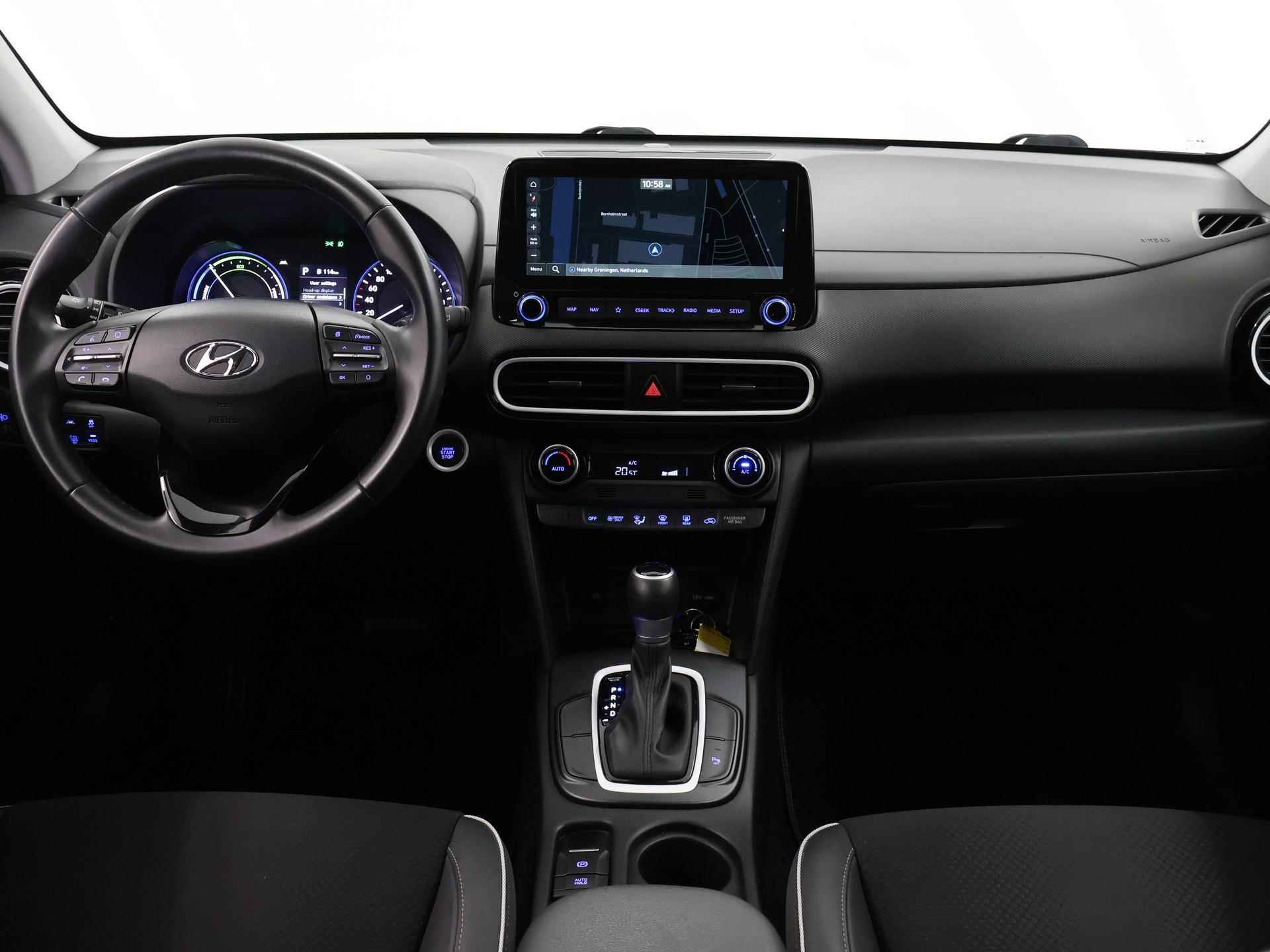 Hyundai Kona 1.6 GDI HEV Fashion | Navigatie | Parkeercamera | Climate Control | Apple carplay | HUD | Dodehoek detectie | Cruise Control | - 9/40