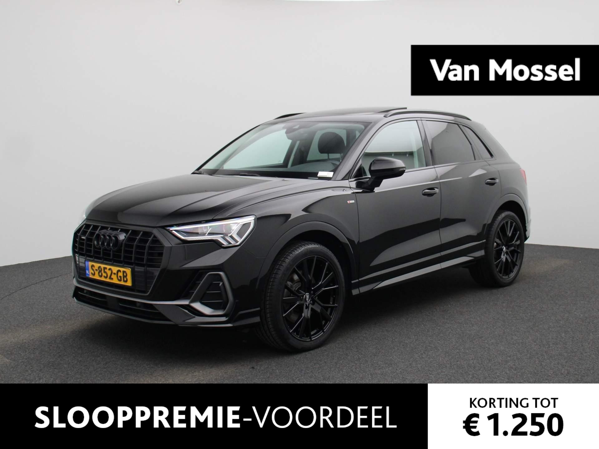 Audi Q3 40 TFSI quattro S Line Pro Line | DEMO | S-LINE | PANORAMADAK | ZWART OPTIEK | NAVIGATIE | ACHTERUITRIJCAMERA | VIRTUAL COCKPIT | HALF-LEDER | STOELVERWARMING | LANE ASSIST | LED KOPLAMPEN | PARKEERSENSOREN V+A | SPORTSTOELEN |