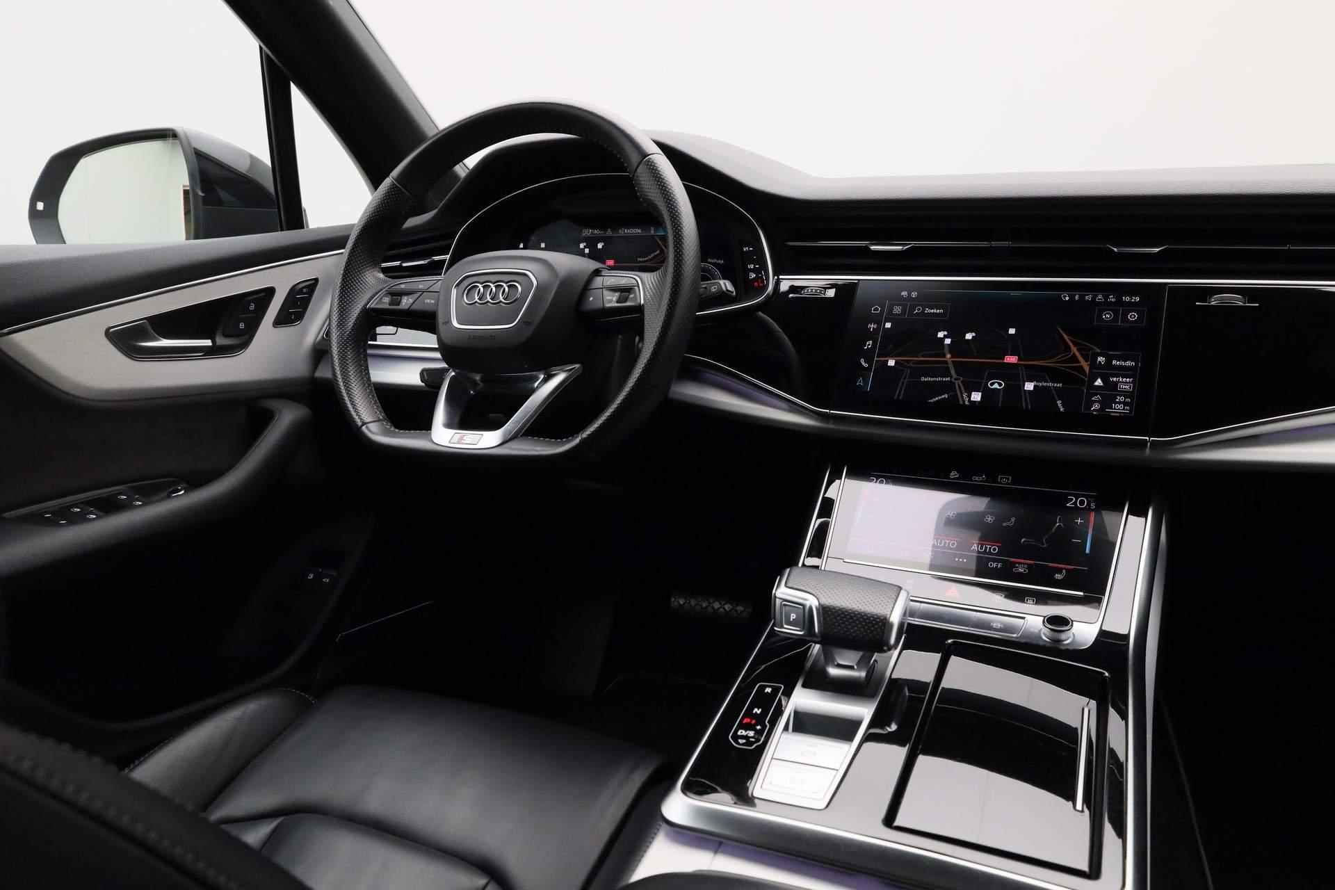 Audi Q7 60 TFSI e 456PK tiptronic quattro Competition / S-Line | Pano | Leder | Geheugenstoel | SQ7 diffuser | Stoelverwarming | Camera | Navi | Matrix LED | Luchtvering | Afgevlakt sportstuur | Keyless - 34/53