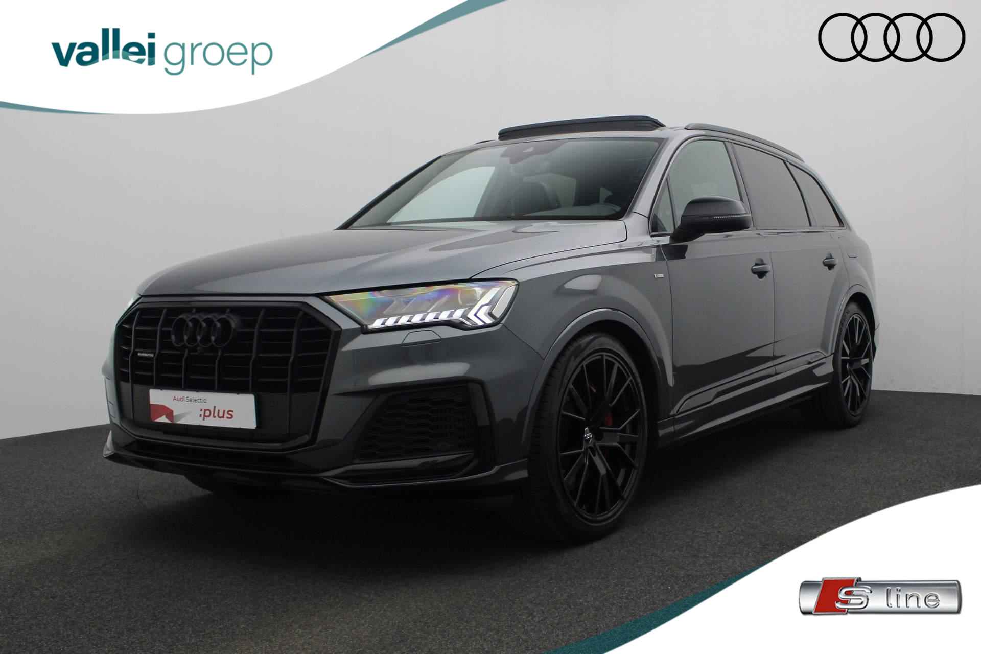 Audi Q7 60 TFSI e 456PK tiptronic quattro Competition / S-Line | Pano | Leder | Geheugenstoel | SQ7 diffuser | Stoelverwarming | Camera | Navi | Matrix LED | Luchtvering | Afgevlakt sportstuur | Keyless - 1/53