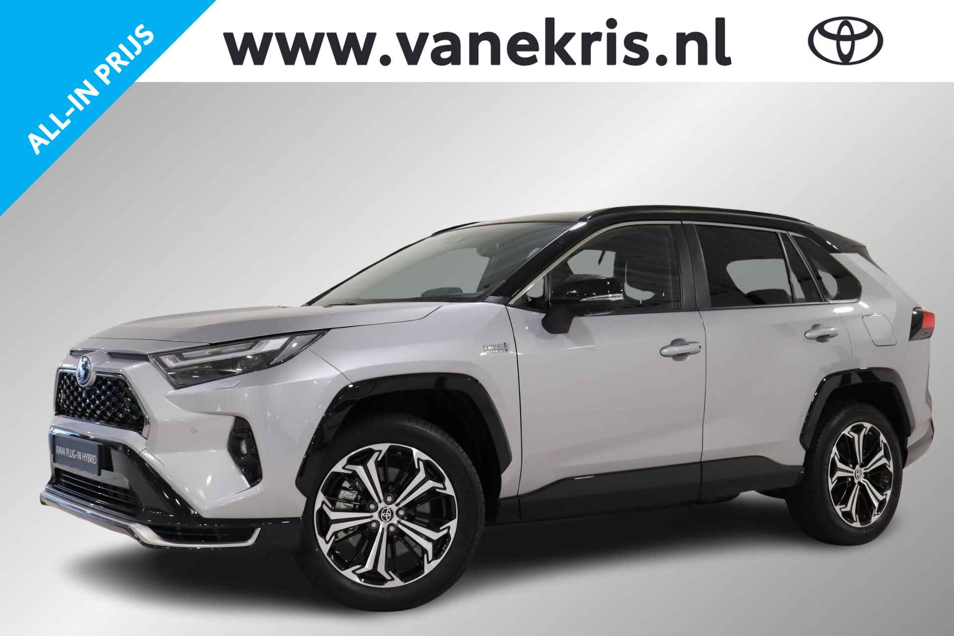 Toyota RAV4 2.5 Plug-in Hybrid AWD Bi-Tone | Stuurverwarming, Afn. Trekhaak, Stoelverwarming, Achterbankverwarming, Cruise Control, Climate Control, Voorruitverwarming, Parkeersensoren voor en achter! - 1/41