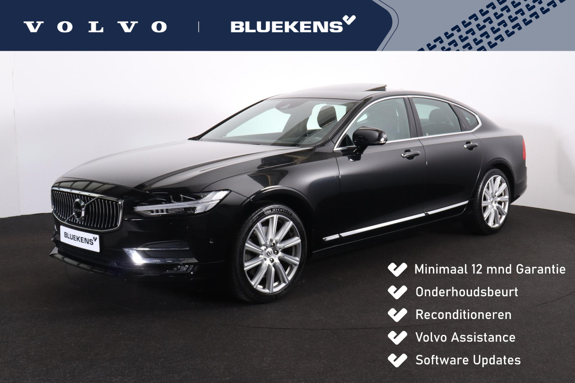 Volvo S90 T5 Inscription - Schuif/kanteldak - IntelliSafe Assist & Surround - Parkeercamera achter - Verwarmde voorstoelen, stuur & achterbank - Parkeersensoren voor & achter - Elektr. bedienb. bestuurdersstoel - Standkachel - 19' LMV