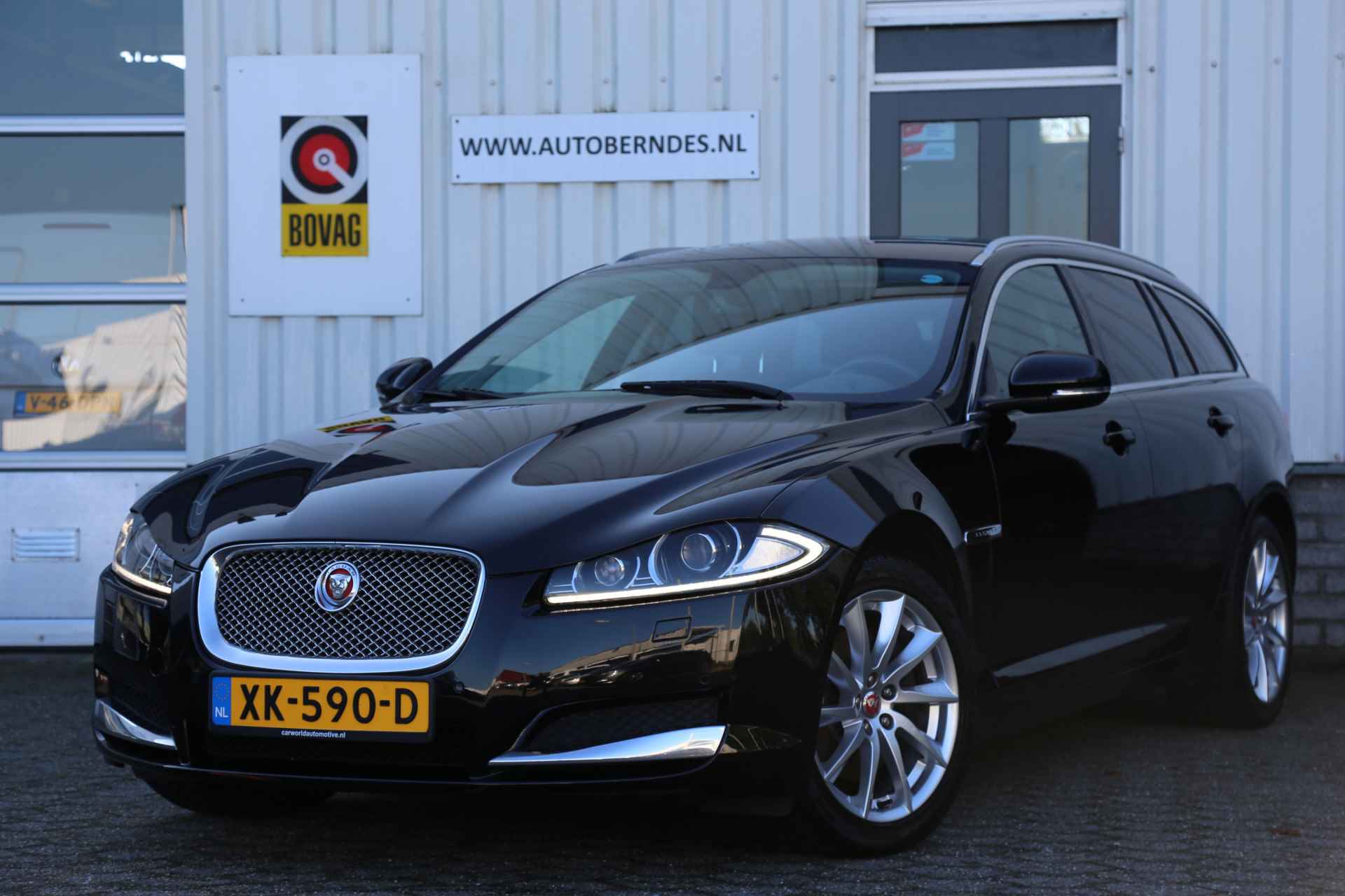 Jaguar XF Sportbrake 2.2D S 200PK Aut.*Perfect Onderh.*Trekhaak/Leder/Stoelverw./LED/Camera/Elek. Klep/Navi/Dodehoek/Parkeersens.V+A/18 in - 1/49