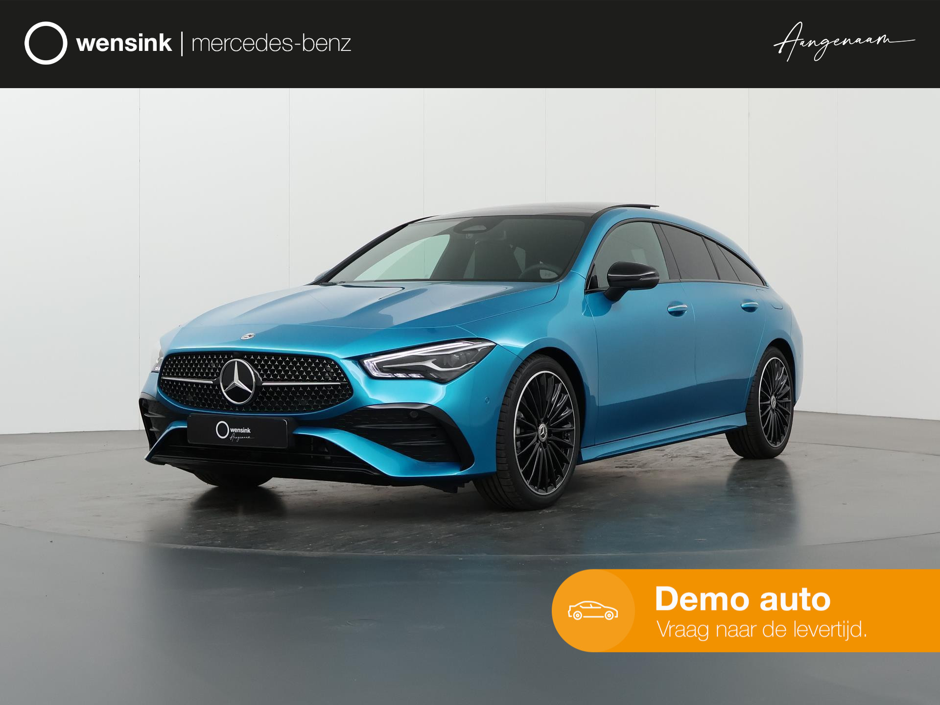Mercedes-Benz CLA Shooting Brake 180 AMG Line | Panoramaschuifdak in glas | Sfeerverlichting | Achteruitrijcamera | (19 inch) multispaaks | Nightpakket | bij viaBOVAG.nl
