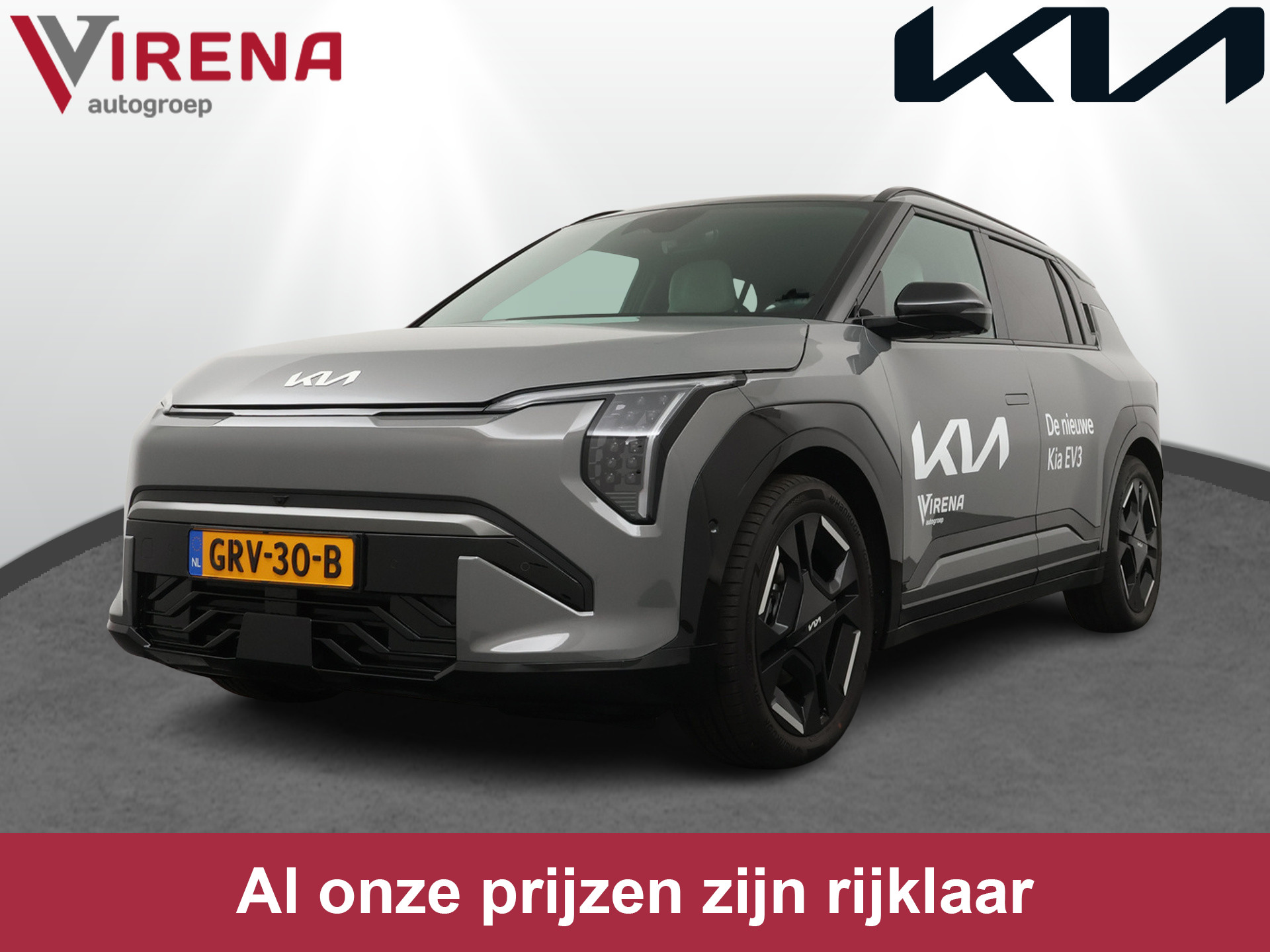 Kia EV3 GT-PlusLine 81.4 kWh - Rijdende Demo - Draadloze Apple CarPlay / Android Auto - Stoel en stuurwiel verwarming - Panoramadak - Harman Kardon Audio - Dodehoek assistent - Fabrieksgarantie tot 11-2031