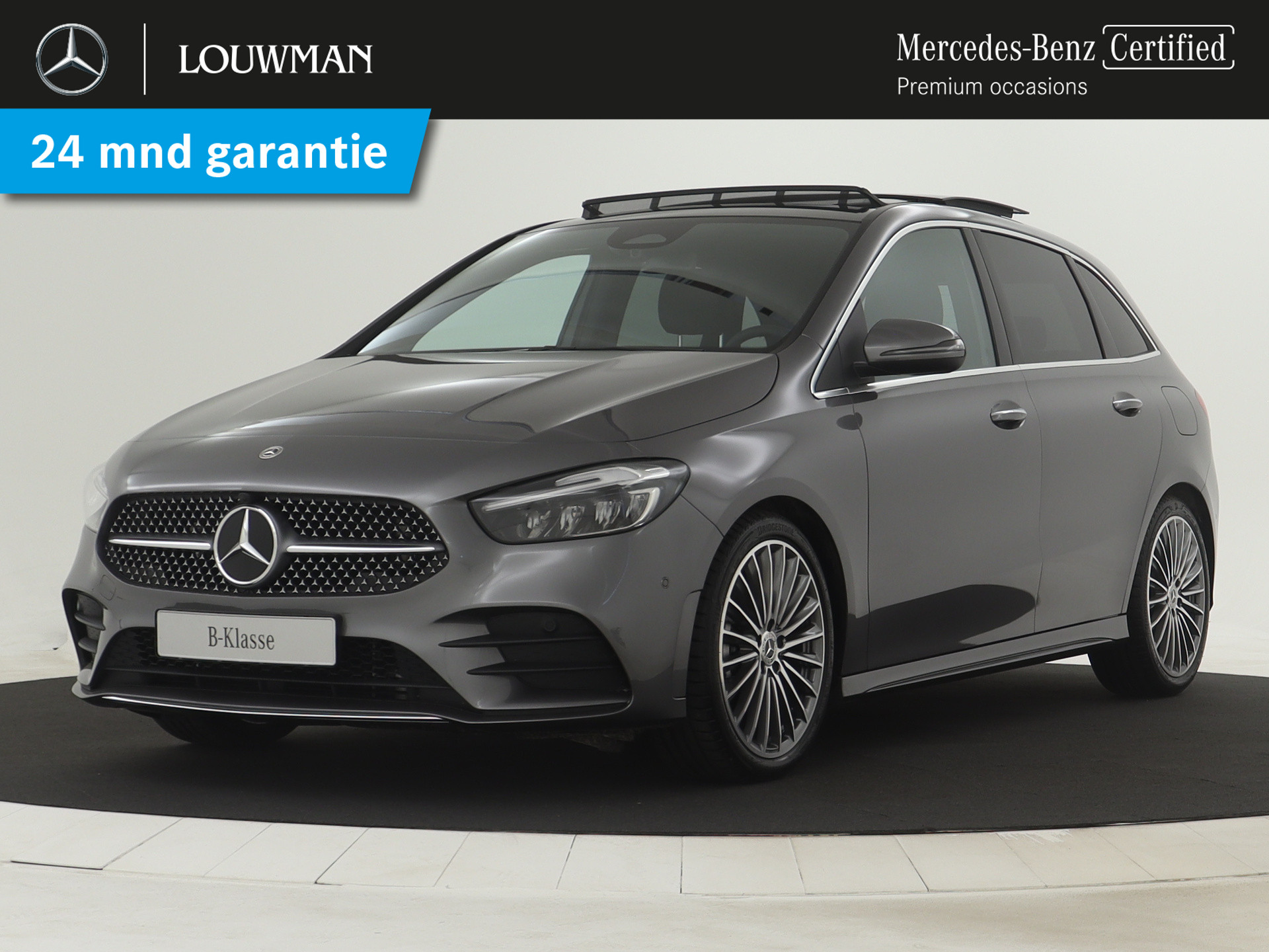 Mercedes-Benz B-Klasse 180 AMG line | Panoramadak | Premium pakket | 19 Inch Multispaaks | Sfeerverlichting | Parkeerpakket | EASY PACK achterklep | Dodehoekassistent |