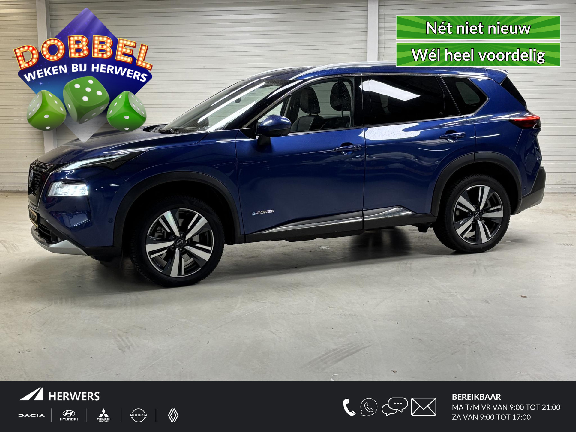 Nissan X-Trail 1.5 e-4orce Tekna 4WD 7p. AUTOMAAT / Trekhaak / Voorstoelen, stuurwiel en voorruit verwarmd / Rondomzicht camera / Parkeersensoren voor + achter / Navigatiesysteem full map / Lichtmetalen velgen 19" / Automatische airco / Apple Car Play & Android Auto / Metaalkleur