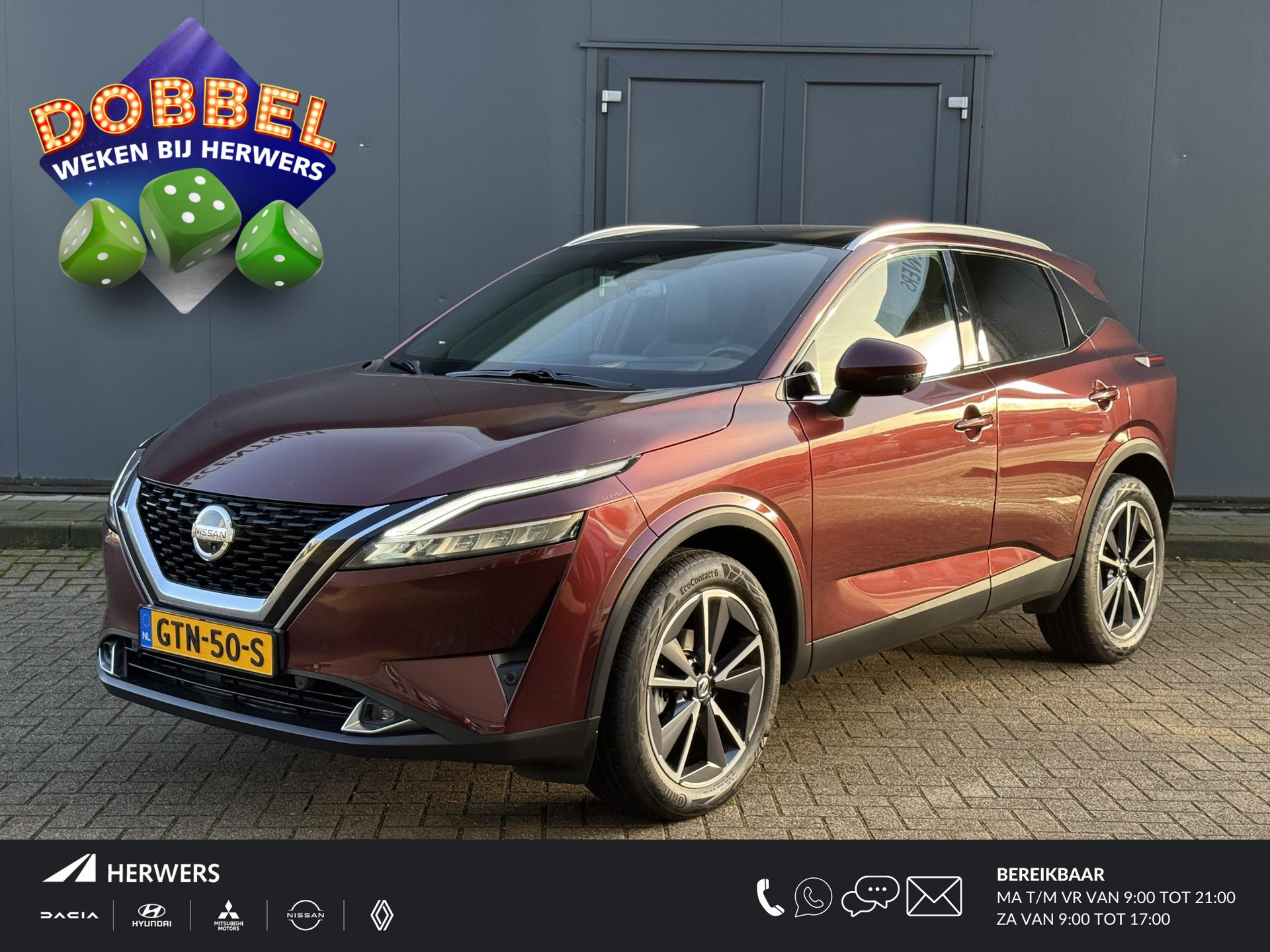 Nissan Qashqai 1.3 MHEV Xtronic Tekna Automaat / 1800kg Trekgewicht / Camera 360 / Panoramadak / Cruise Control Adaptief / Apple&Android Carplay / Elektrische Achterklep / Stoel&Stuurwiel verwarming / Head-Up Display /