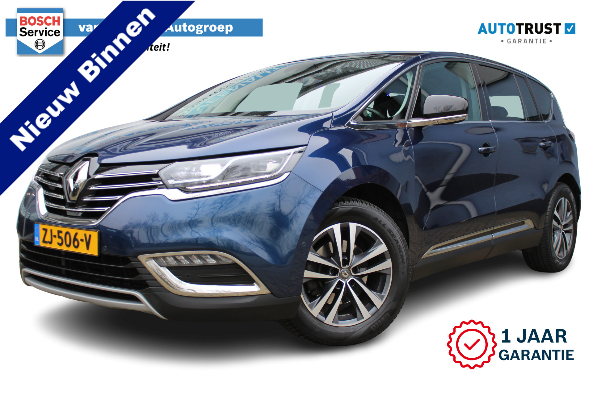 Renault Espace 225 pk Intens 7p. | Incl. 12 maanden Garantie | Panorama dak | Trekhaak | Parkeersensoren V+A | Cruise controle | Navigatie | Apple CarPlay/Android Auto | Climate controle | Keyless entry/start | Digital Cockpit | DAB | Half lederen bekleding | Dodehoek detectie | LED Koplampen | Ambient light | 18 Inch LMV | Origineel NL Auto | NAP |