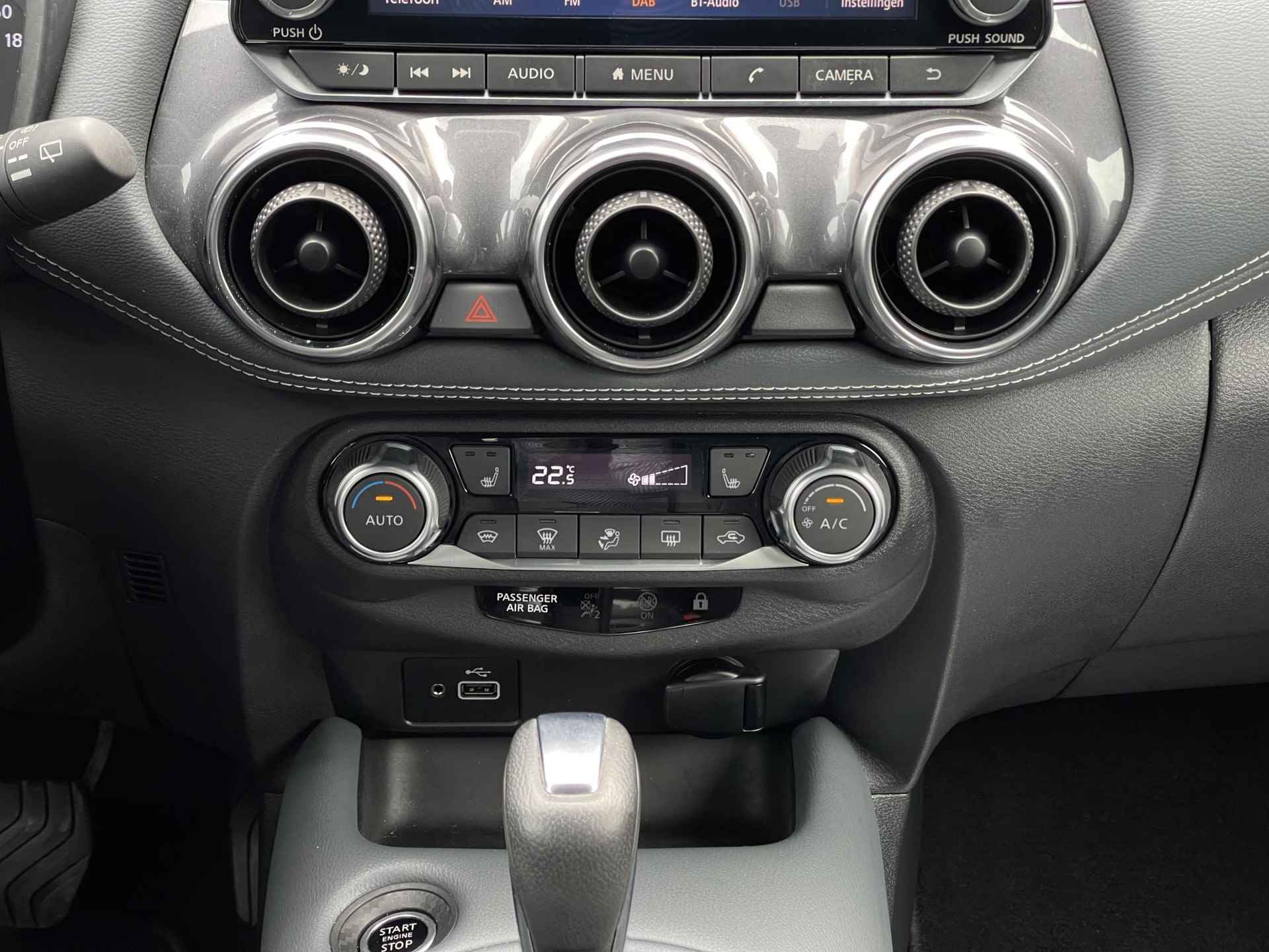 Nissan Juke 1.0 DIG-T Tekna | Apple Carplay/Android Auto | Stoelverwarming | Adapt. Cruise Control | 360° Camera | Voorruit Verwarmd | Rijklaarprijs! - 19/28