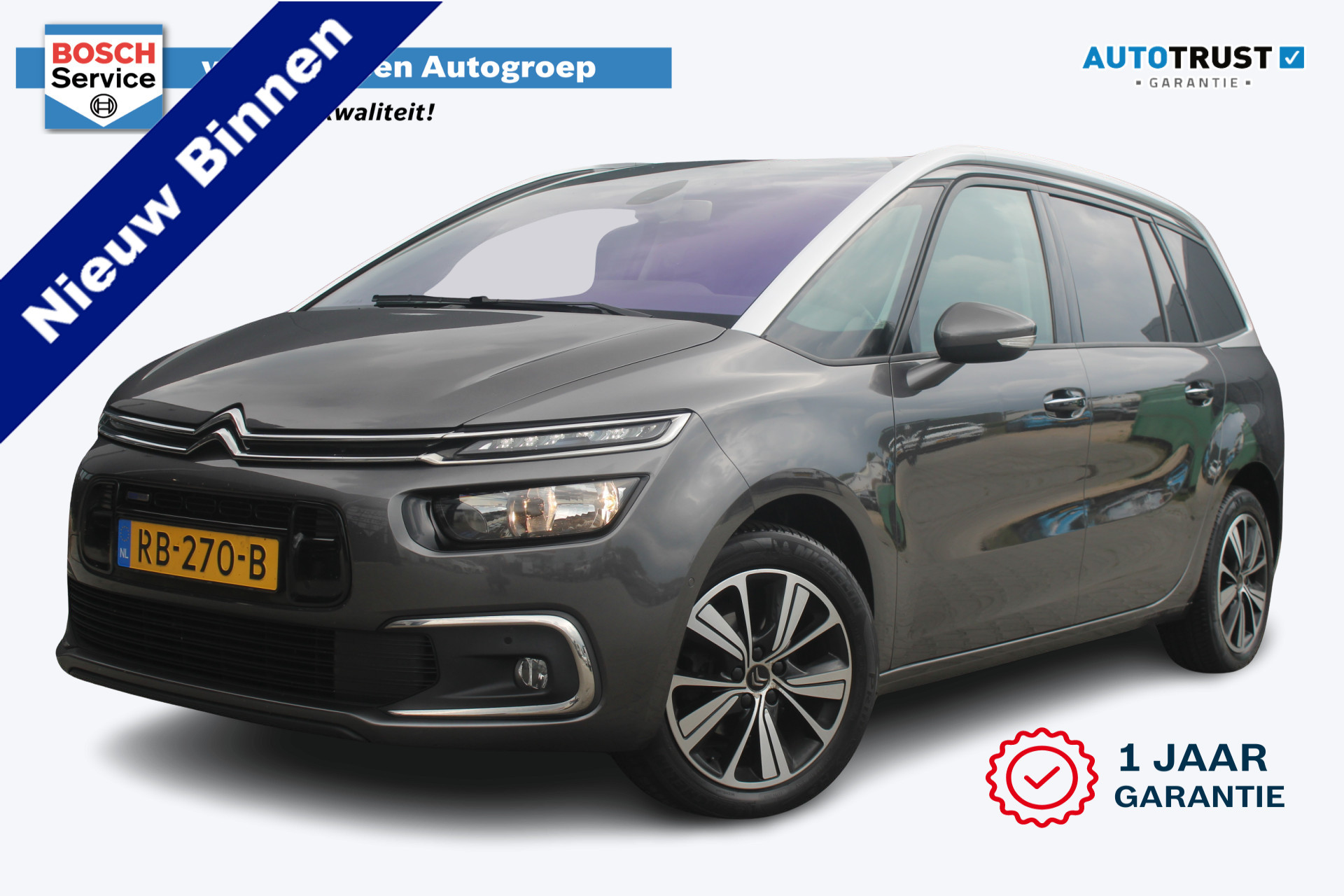 Citroën Grand C4 Picasso 1.2 PureTech Business 7-Zits | Incl 1 jaar garantie | Distributieriem is vervangen bij 83.000 km | Stoelverwarming | Groot Panoramadak | Navigatie | Achteruitrijcamera | Parkeersensoren | Cruise control | Parkeerassistent | Isofix | 17" LMV | Dealer onderhouden | Origineel Nederlands | bij viaBOVAG.nl