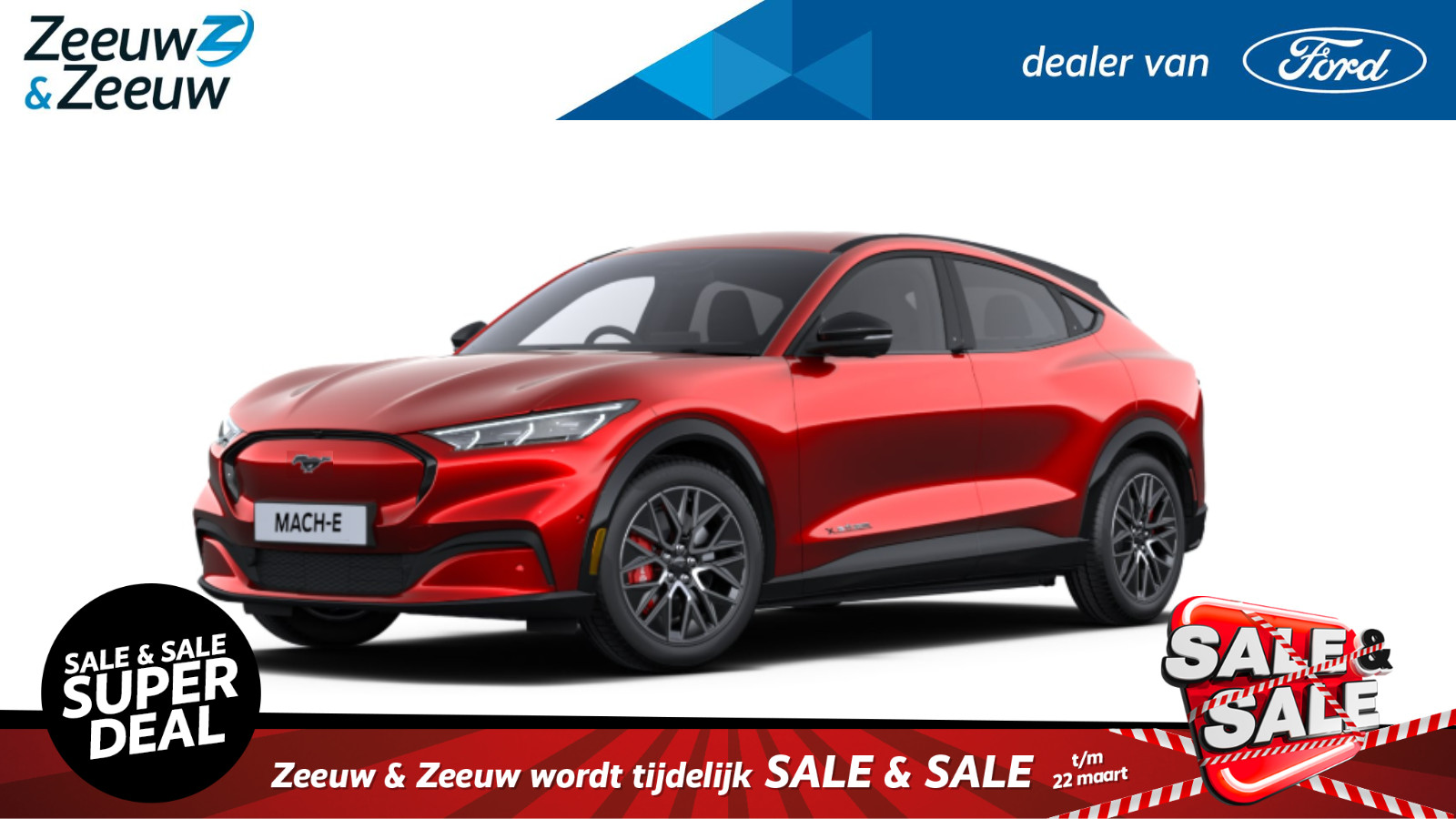 Ford Mustang Mach-E Extended Premium AWD 98 kWh  | Nieuw te bestellen bij Zeeuw & Zeeuw Ford Alphen | Prijs inclusief 2000 euro Ford Voordeel | Financiering via Ford Options mogelijk | Automaat |