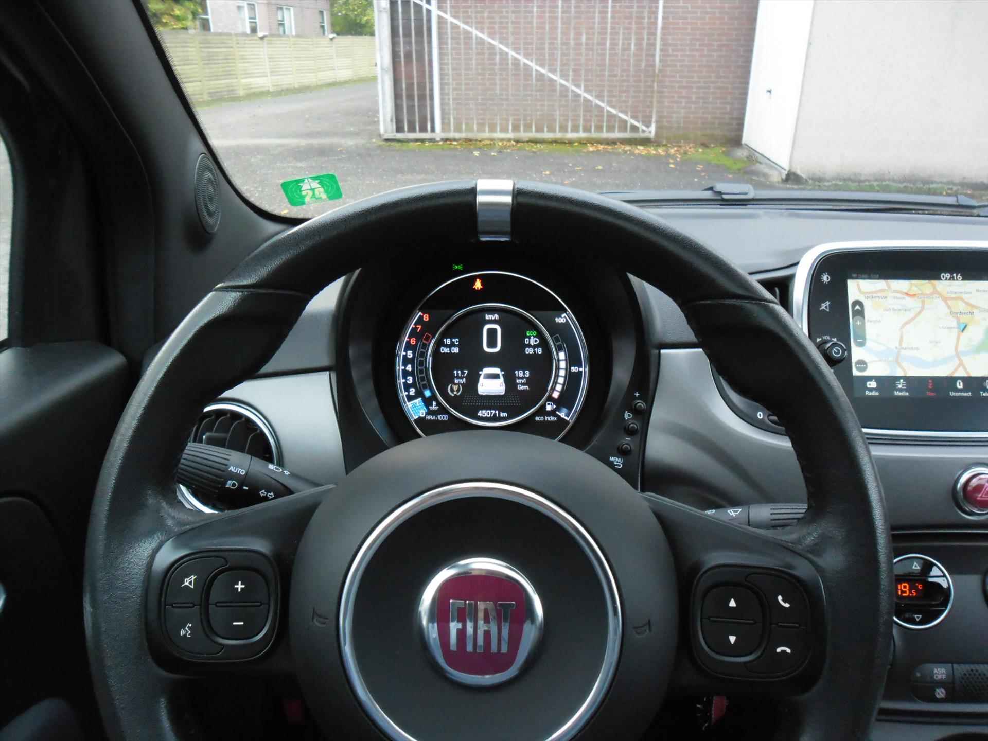 Fiat 500  T 85PK ROCKSTAR NAV ECC 1/2 LEDER PANORAMADAK 16"LMV PDC 45042 KM RIJKLAARPRIJS - 7/16