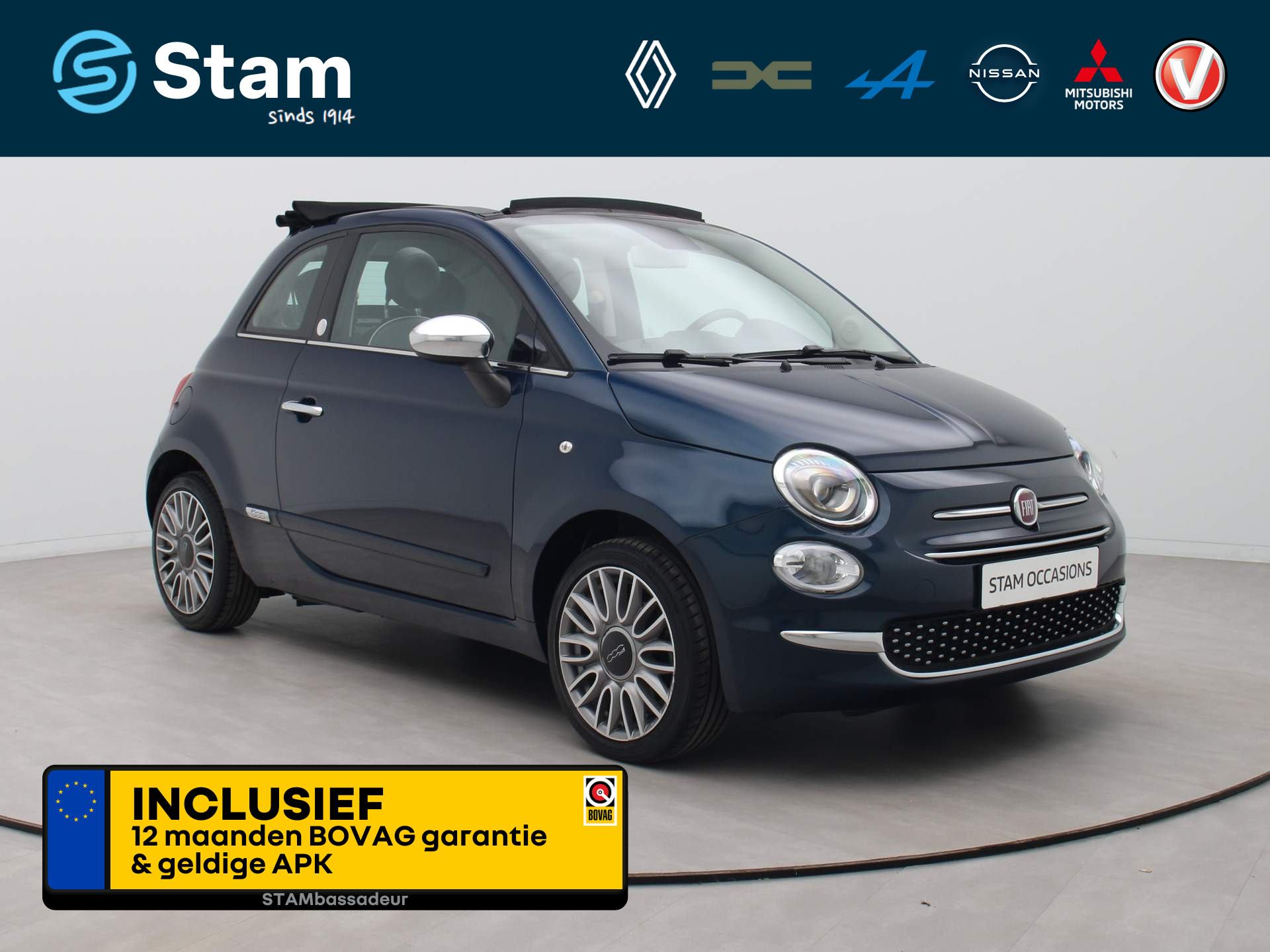 Fiat 500C 70pk Lounge Climate | Carplay | Cabrio |  Parksens.