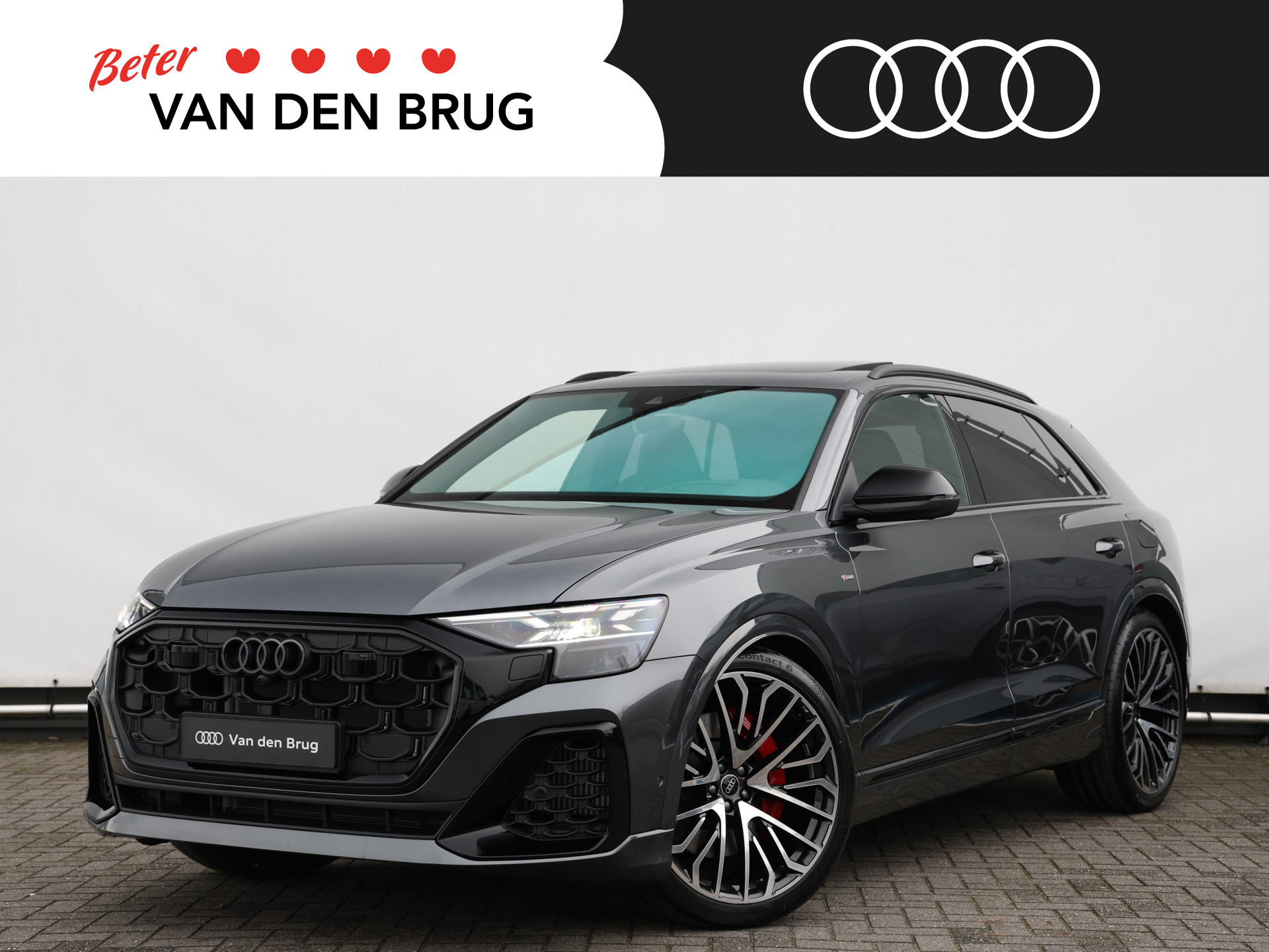 Audi Q8 60 TFSI e quattro Pro Line S Competition 490pk | vierwielsturing | B&O | Pano | 23" | Servo | HUD | 360° camera | Stoelverwarming | Trekhaak | Supersport | OLED