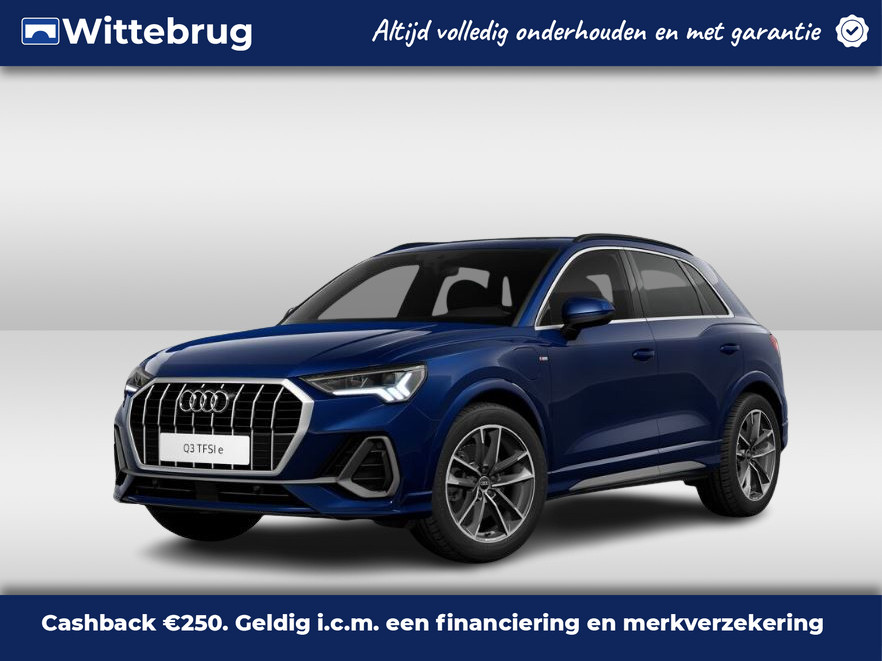 Audi Q3 45 TFSI e 245pk s-tronic S Line exterieur | Nieuw 65k | Panoramadak | Memory | Comfortsleutel | Camera | Adaptive cruise control | Stoelverwarming | Sportstoelen | 19" LM velgen