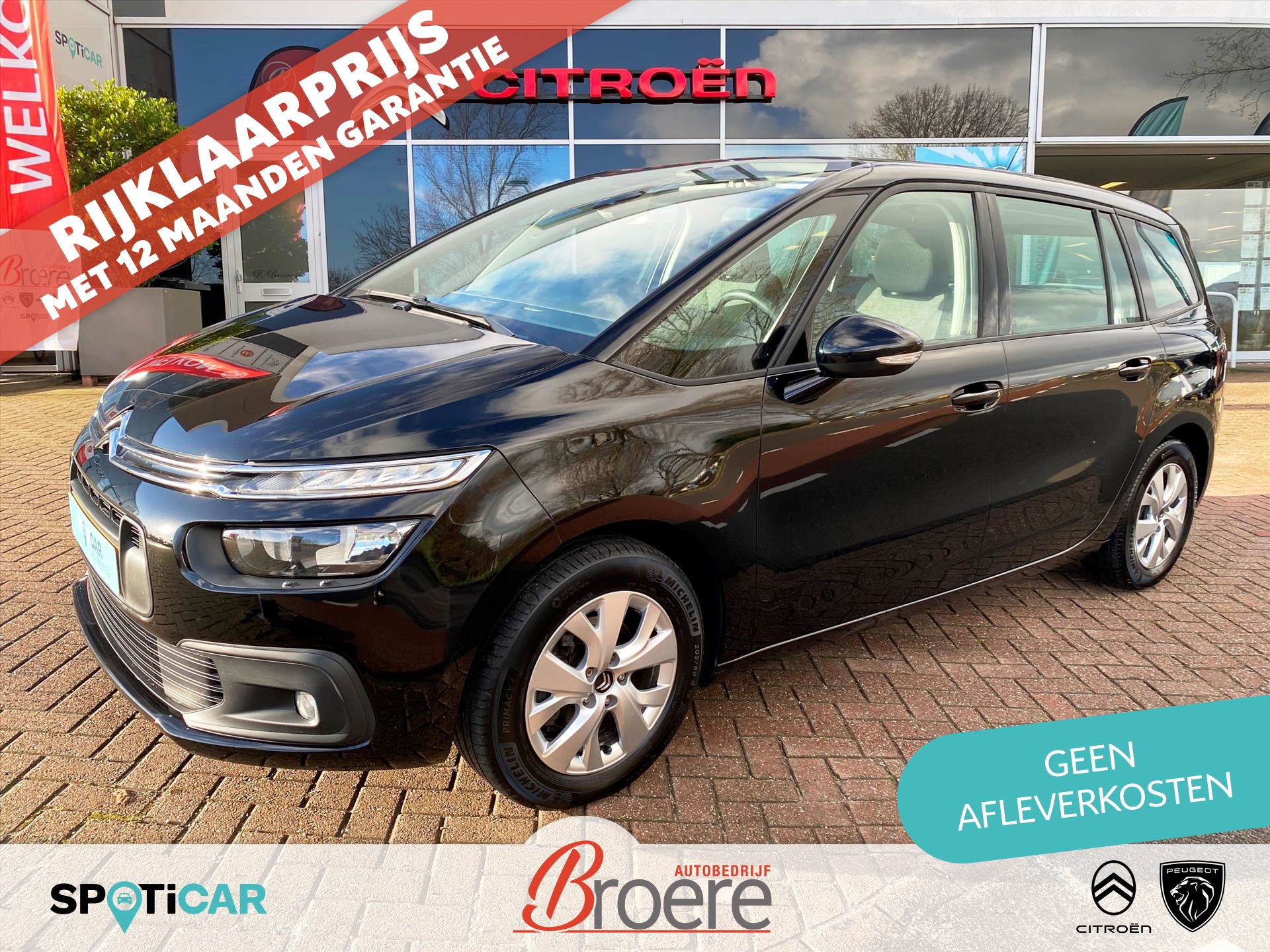 Citroen Grand C4 Picasso 1.2 Turbo 130pk Feel 7-zits | trekhaak, verwarmde voorstoelen, navigatie, parkeersensoren, 16 inch velgen, android, apple, climate- en cruise control