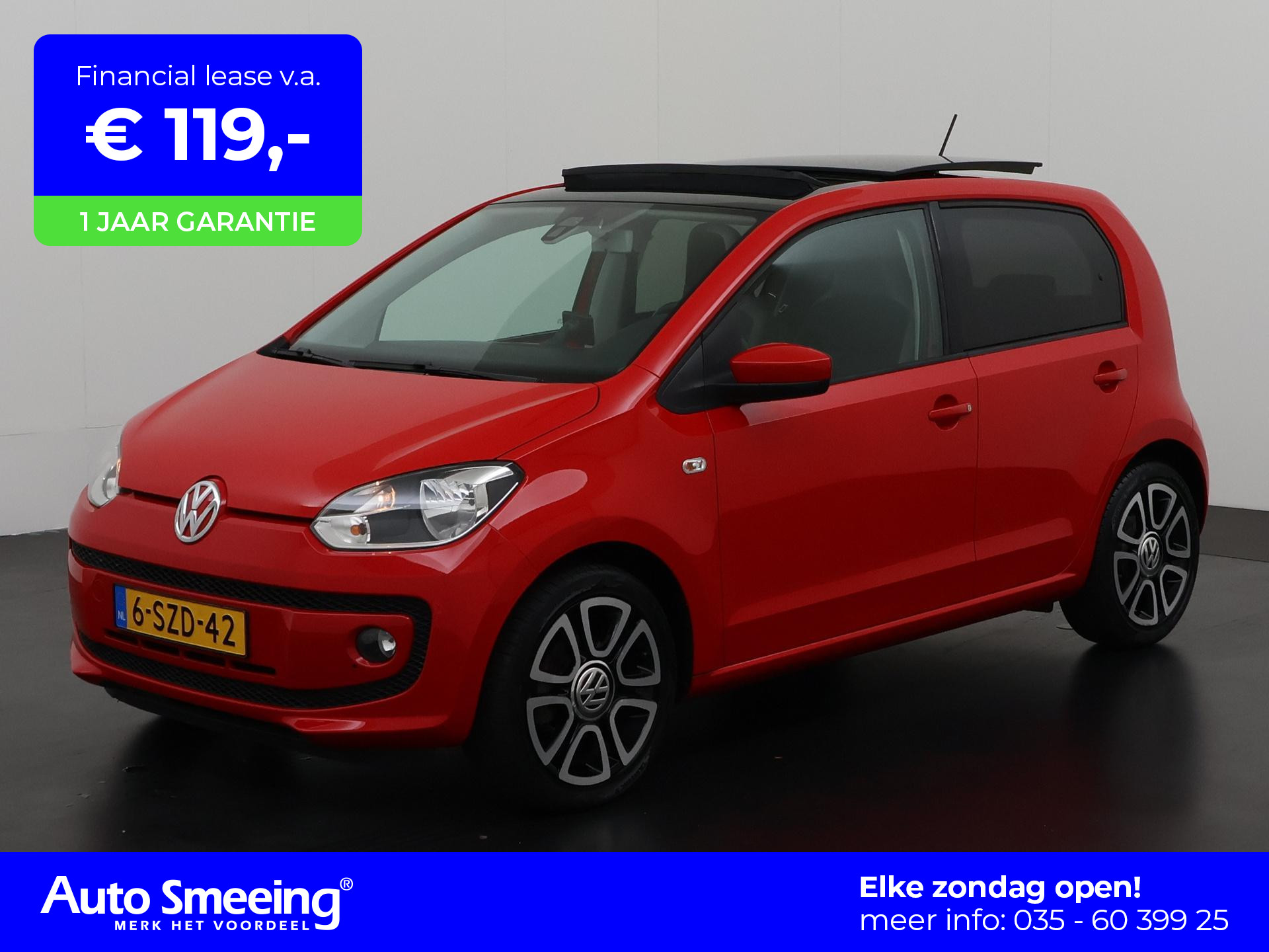 Volkswagen Up! 1.0 high up! BlueMotion | Panoramadak | Parkeersensor | Lichtmetalen Velgen | Zondag Open!