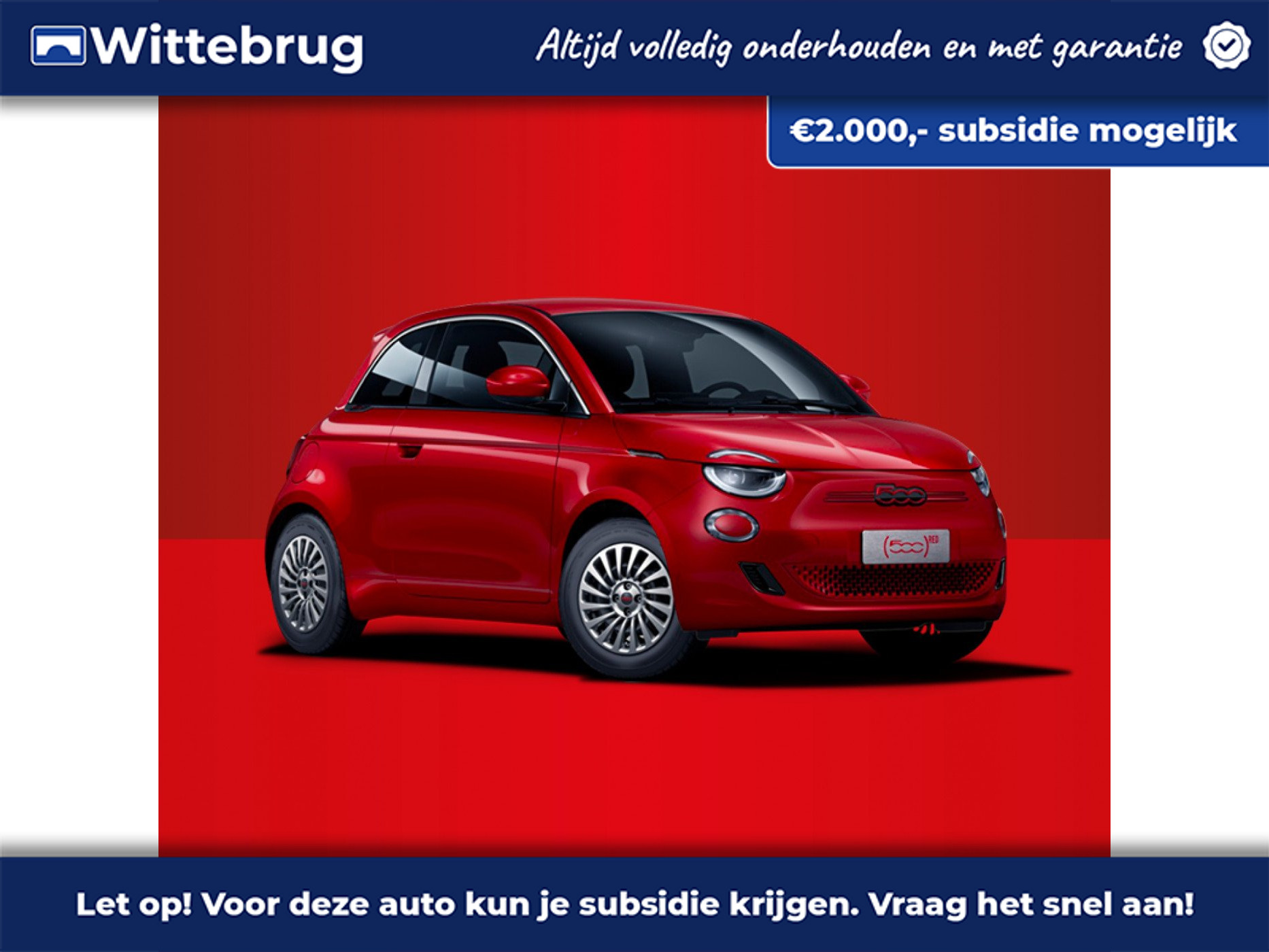 Fiat 500 RED 24 kWh SINTERKLAAS DEAL !!! MEGAAANBIDING !!!