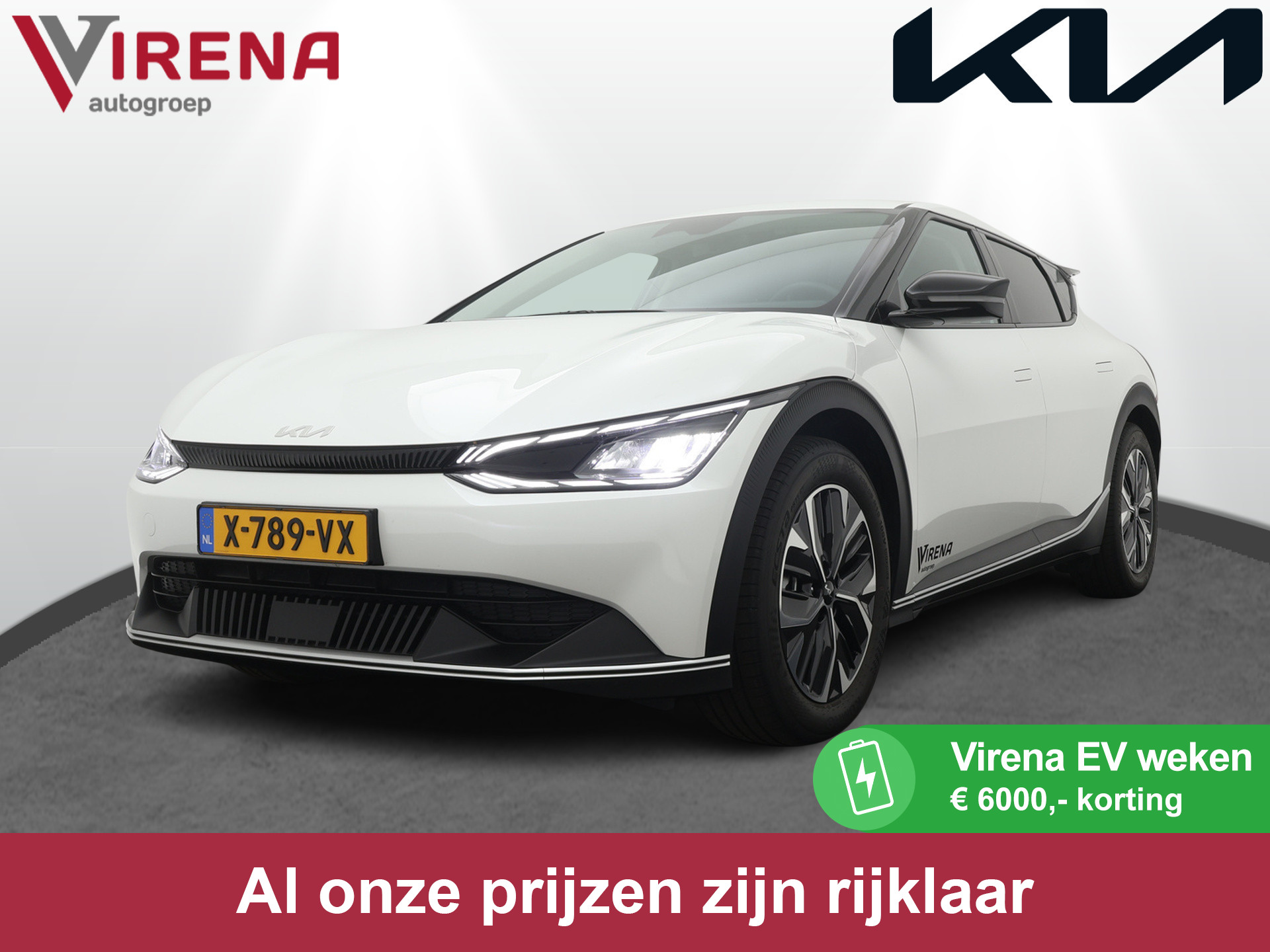 Kia Ev6 Light 58 kWh * Rijdende Demo * - Navigatie - Apple Carplay/Android Auto - Climate Control - Privacy Glass - Fabrieksgarantie tot 02-2031