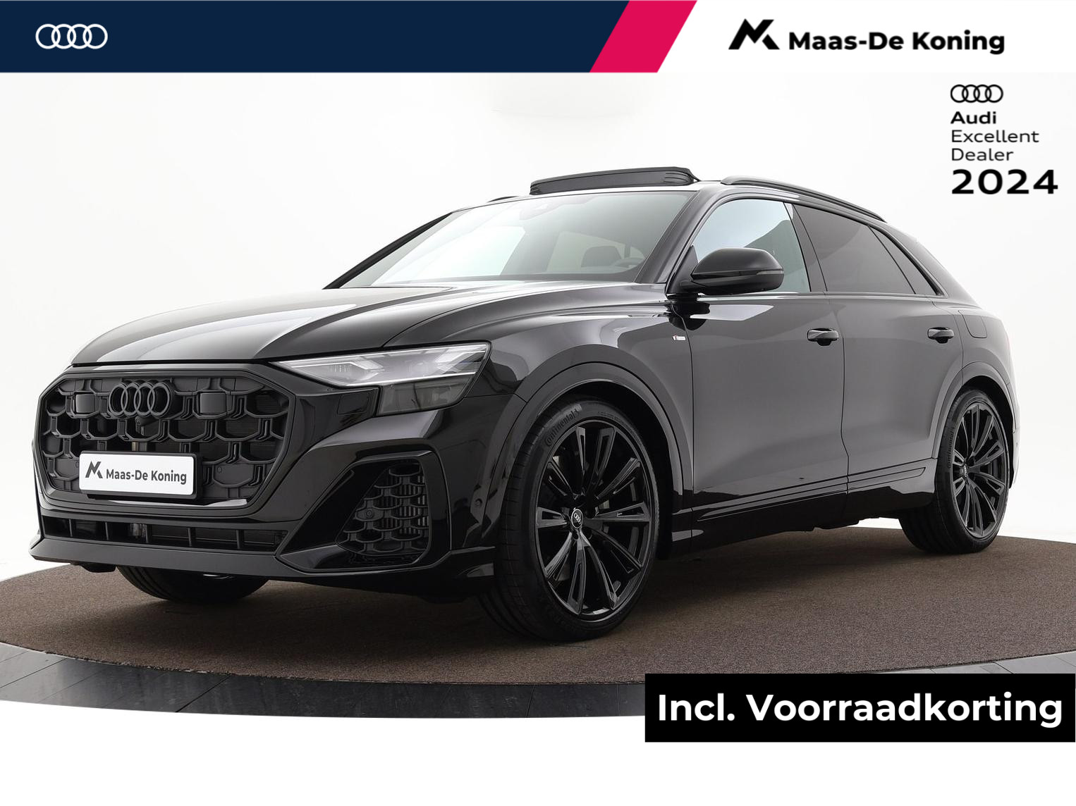 Audi Q8 55 TFSI e quattro Pro Line S 394 pk · HD Matrix + Audi Laserlicht · Glazen Panoramadak · Digitale OLED achterlichten · Interieur carbon · Comfortsleutel