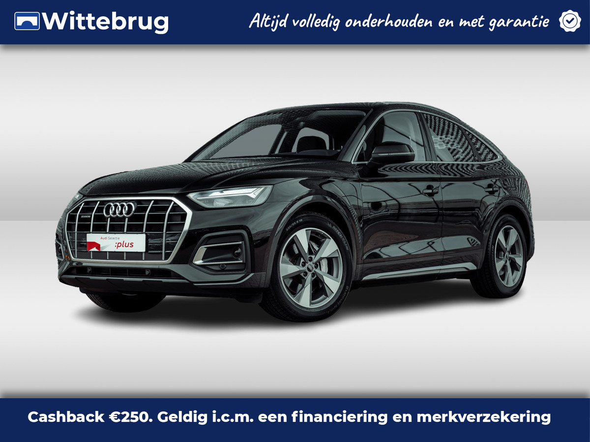 Audi Q5 Sportback 50 TFSI e 299pk quattro Advanced | Luchtvering | Sportstoelen | Leder | Stoelverwarming | 19" LM velgen | Camera