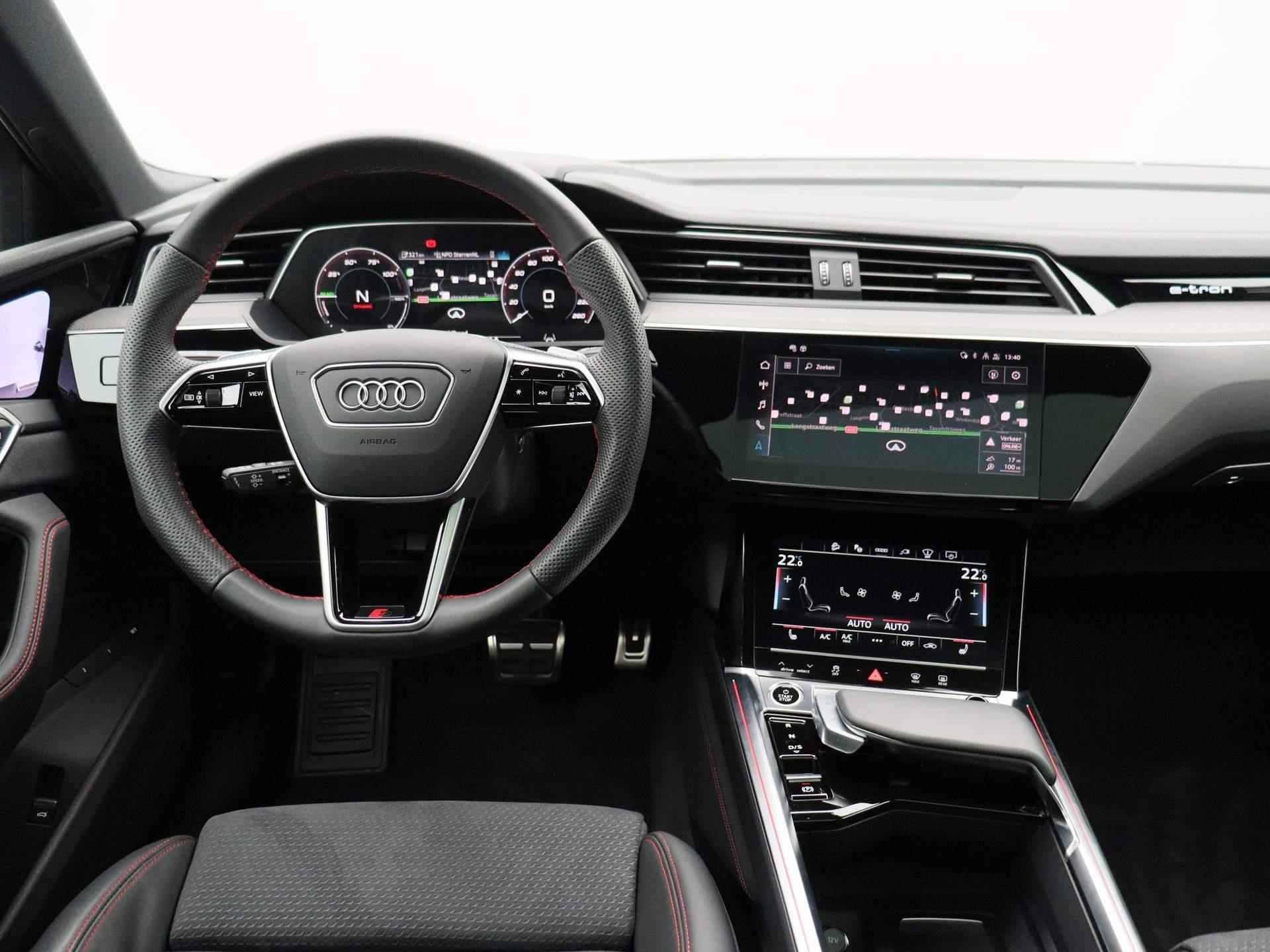 Audi Q8 e-tron 55 quattro S Edition 115 kWh 408 PK | S-line Interieur & Exterieur | Navigatie | 360 Camera | Panoramadak | Adaptive Cruise Control | Head-up Display | Stoelverwarming | Lichtmetalen velgen | Climate Control | Audi Virtual Mirrors | Fabrieksgarantie | - 7/56