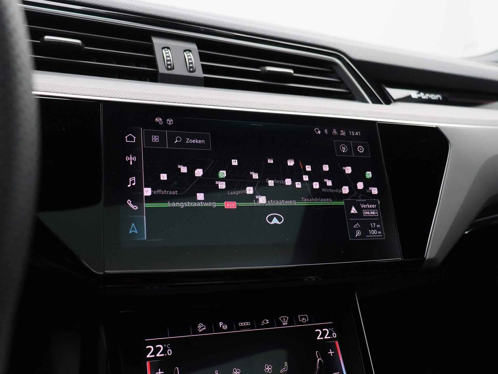 Audi Q8 e-tron 55 quattro S Edition 115 kWh 408 PK | S-line Interieur & Exterieur | Navigatie | 360 Camera | Panoramadak | Adaptive Cruise Control | Head-up Display | Stoelverwarming | Lichtmetalen velgen | Climate Control | Audi Virtual Mirrors | Fabrieksgarantie | - 19/56