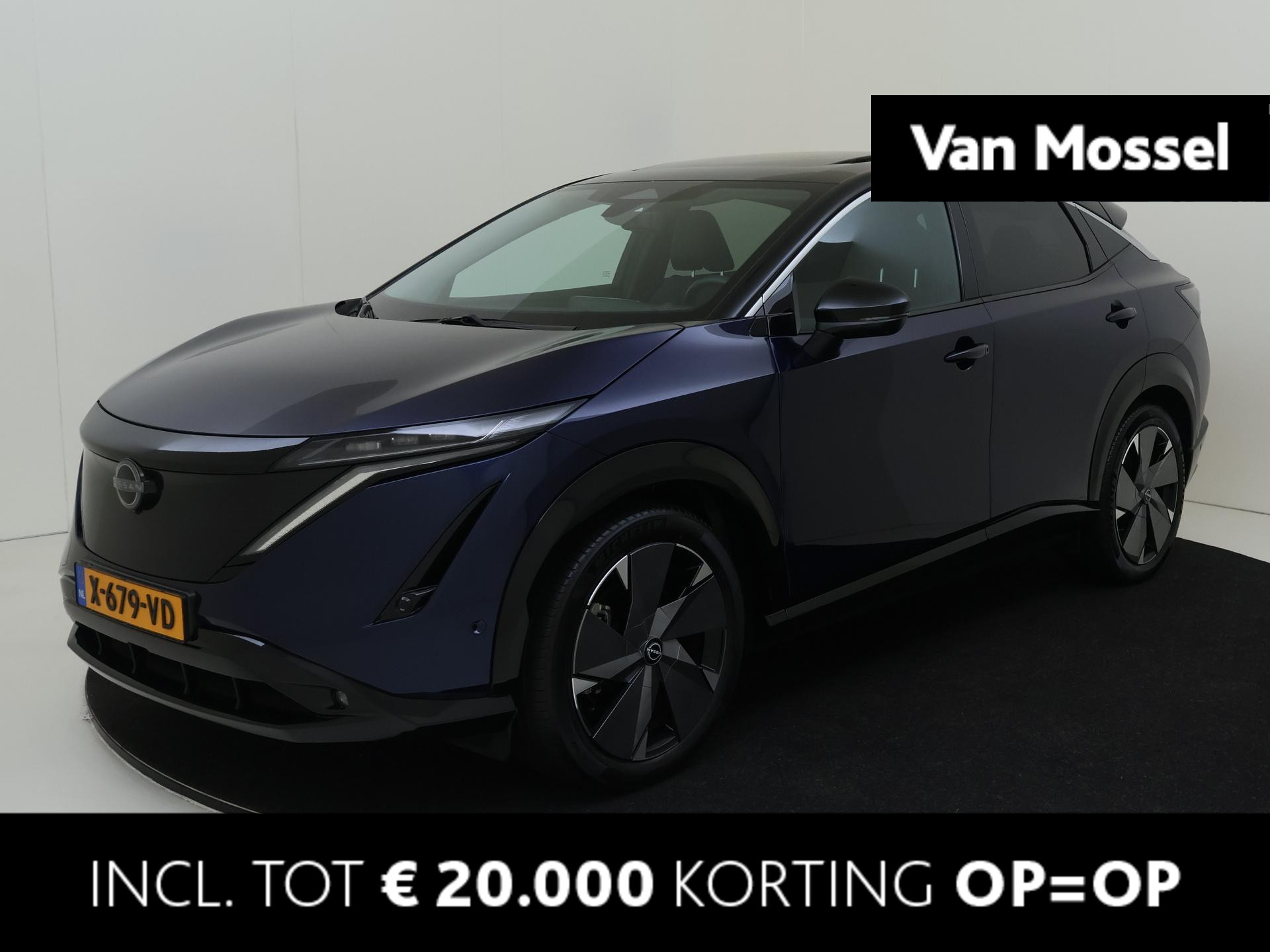 Nissan Ariya Evolve 91 kWh | Bose Audio | Schuif/kanteldak | Draadloze Apple Carplay & Android Auto | Elektrisch Verstelbare Stoelen | Stoel/Stuurwiel Verwarming | inclusief tot €20.000 korting