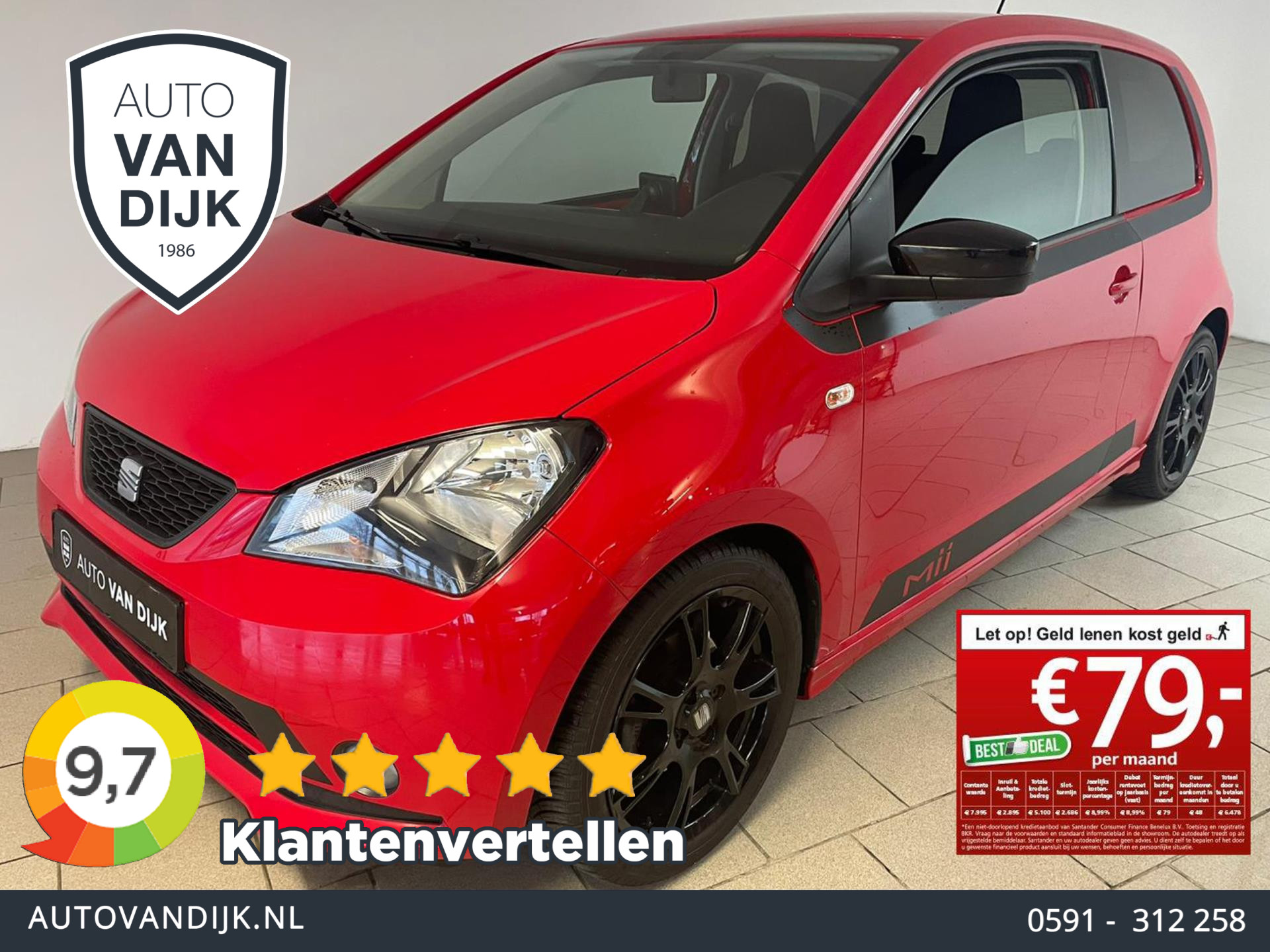 Seat MII 1.0 Sport 75PK AIRCO NAVI CRUISE PDC VELGEN SPOILERS STRIPING ZEER SPECIAAL ZEER NETTE AUTO