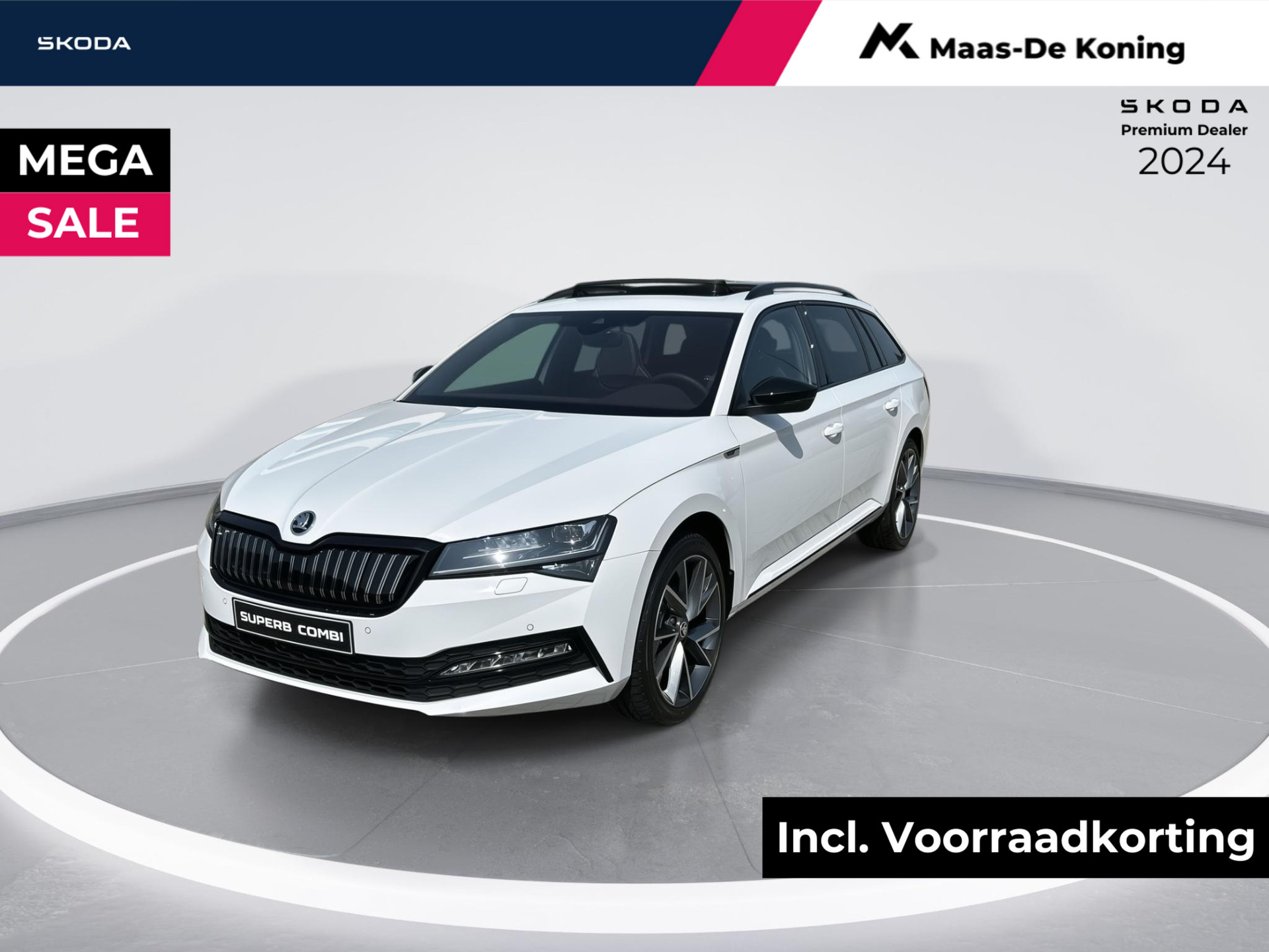 Škoda Superb combi Sportline Business 1.4 160 kW / 218 pk PHEV Combi  6 versn. DSG | 19'' Lm Velgen Vega | Panorama schuif/kantel dak | getinte ramen