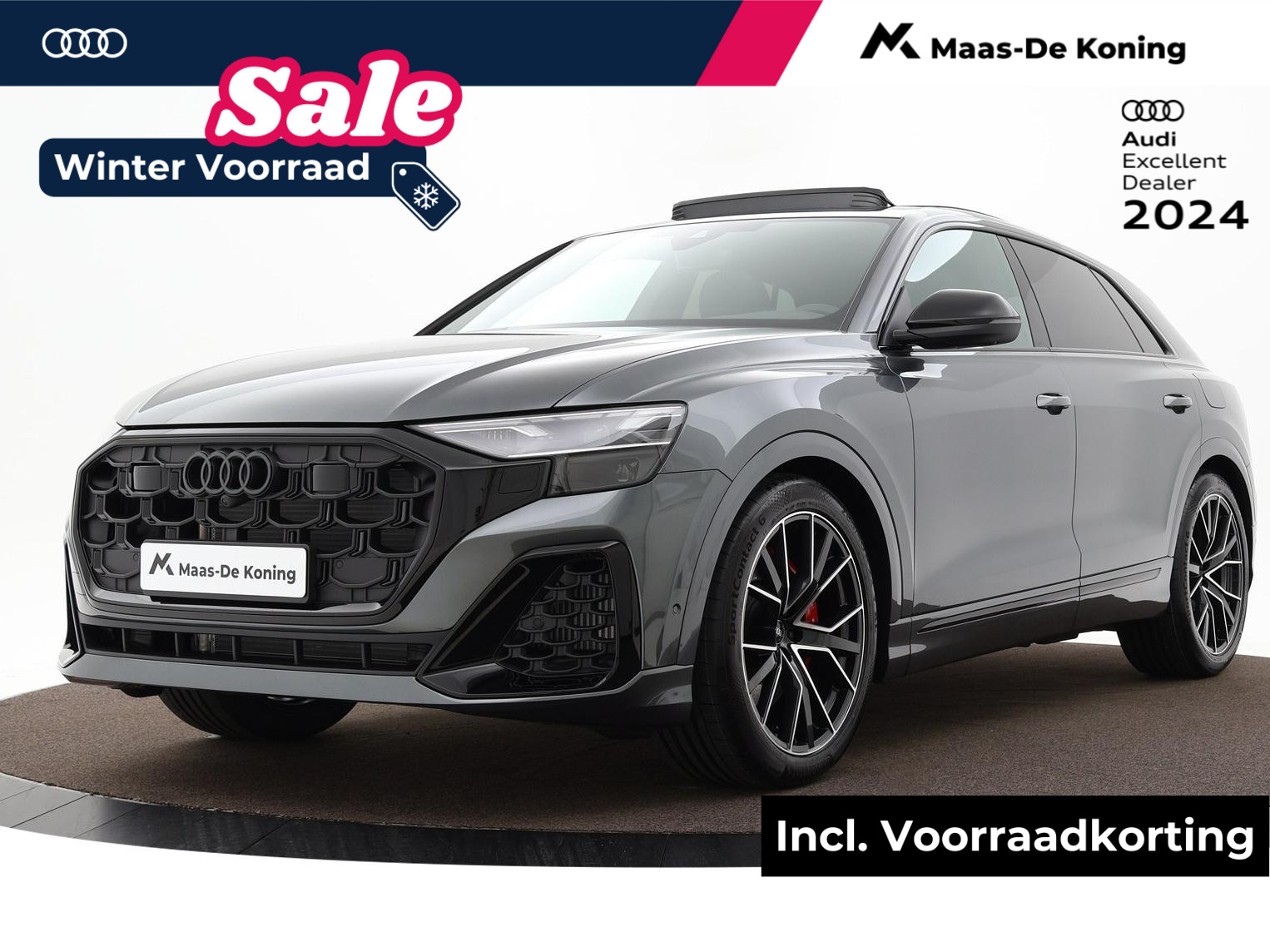 Audi Q8 Pro Line S Competition 60TFSI e 490 pk · Elektrisch glazen panorama-dak · Lichtmetalen velgen 22" · Comfortsleutel · Assistentiepakket tour & parking