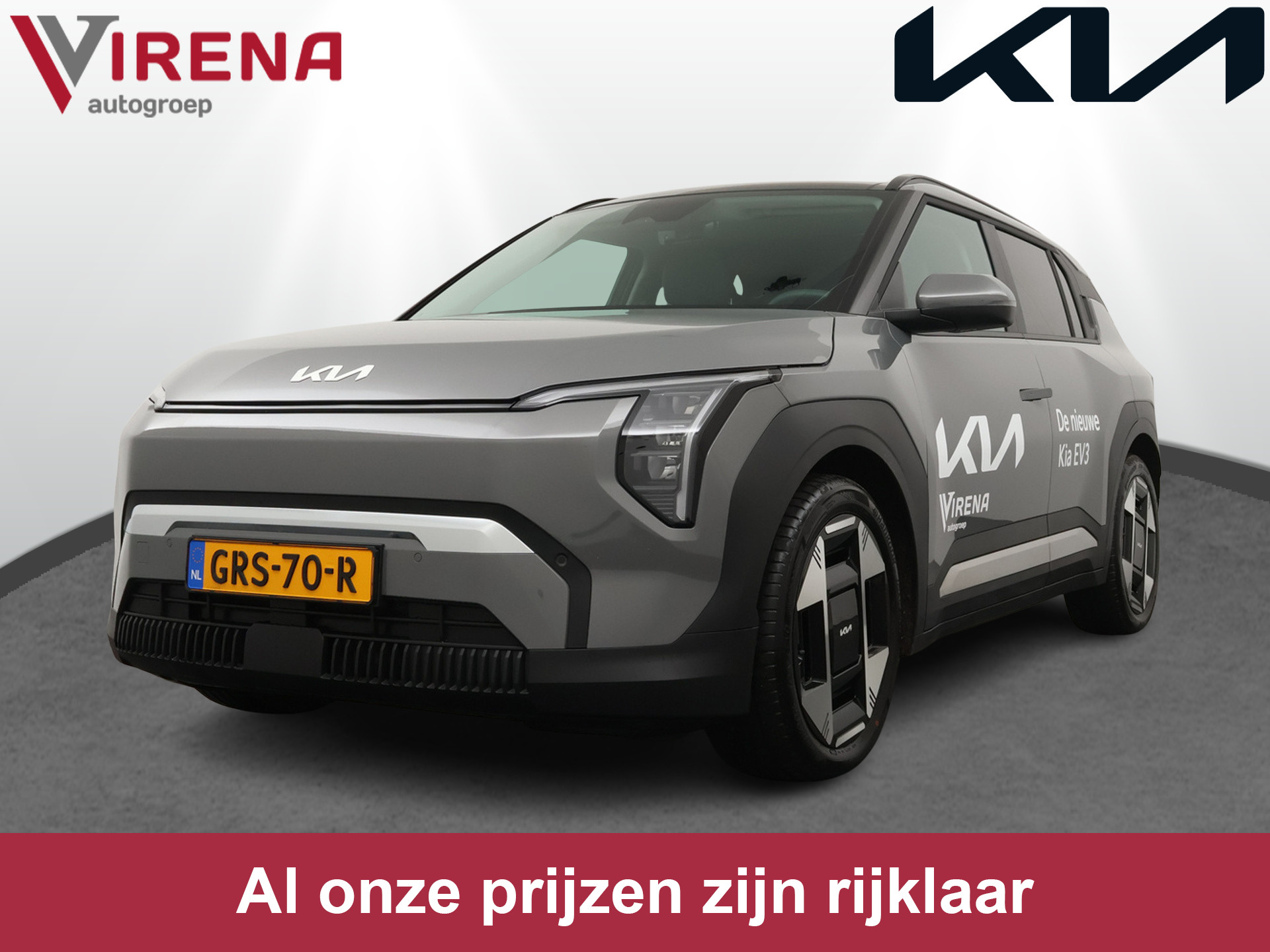 Kia EV3 Plus Advanced 81.4 kWh - Rijdende Demo - Draadloze Apple CarPlay / Android Auto - Stoel en stuurwiel verwarming - Panoramadak - Harman Kardon Audio - Dodehoek assistent - Fabrieksgarantie tot 11-2031