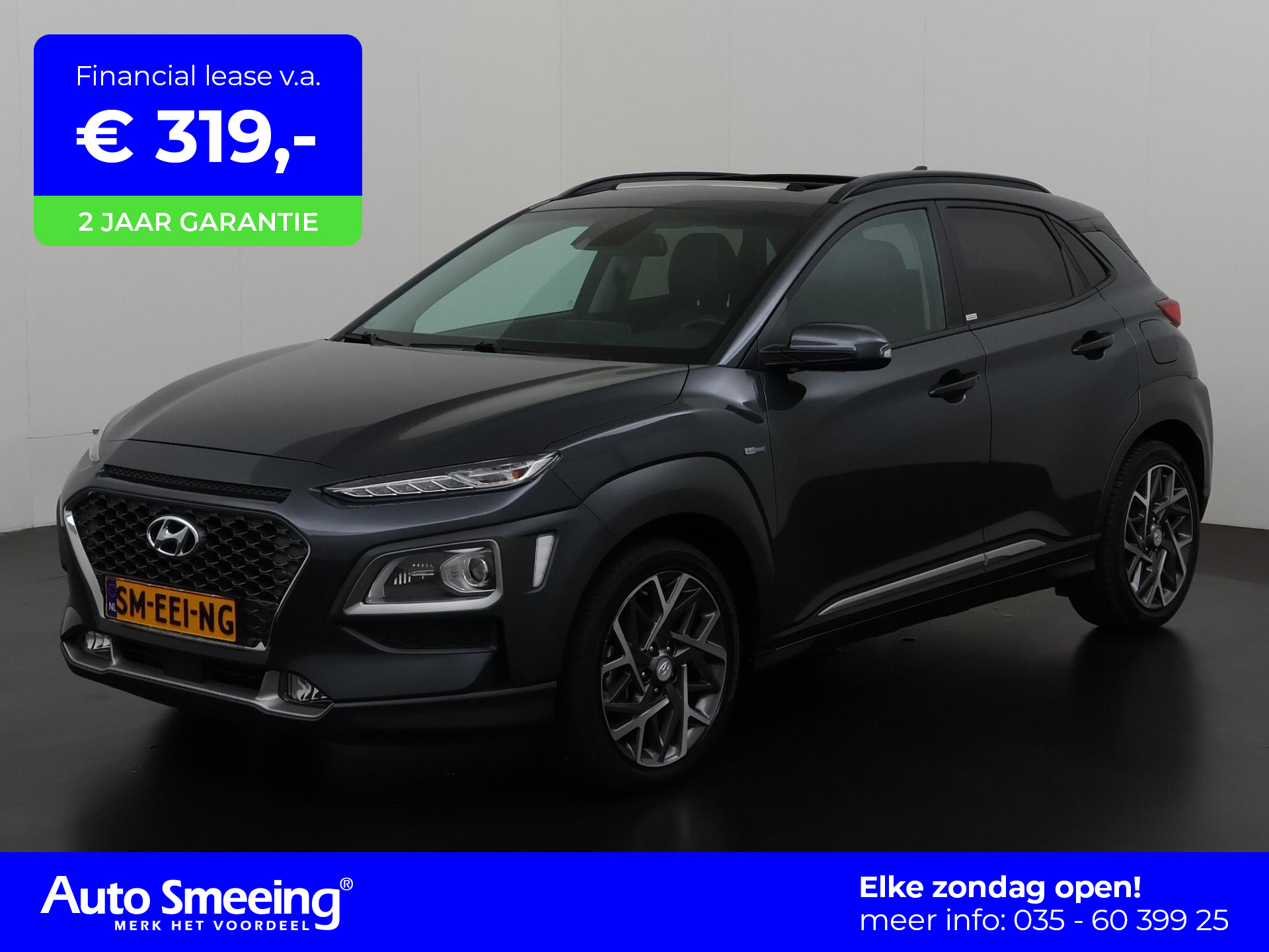 Hyundai Kona 1.6 GDI HEV Premium Sky | Schuifdak | Leder | Head Up | Zondag Open!