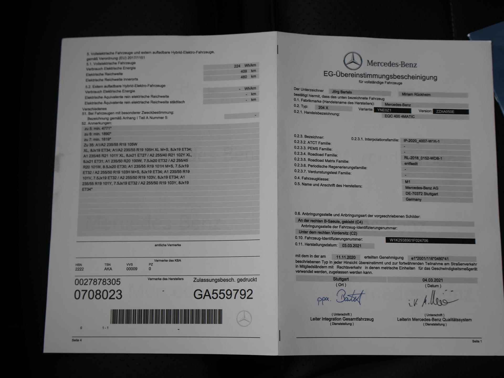 Mercedes-Benz EQC 400 4MATIC 80 KWH *27.654 KM!* + SCHUIFDAK / STANDKACHEL / CARPLAY / SPORTSTOELEN - 75/76