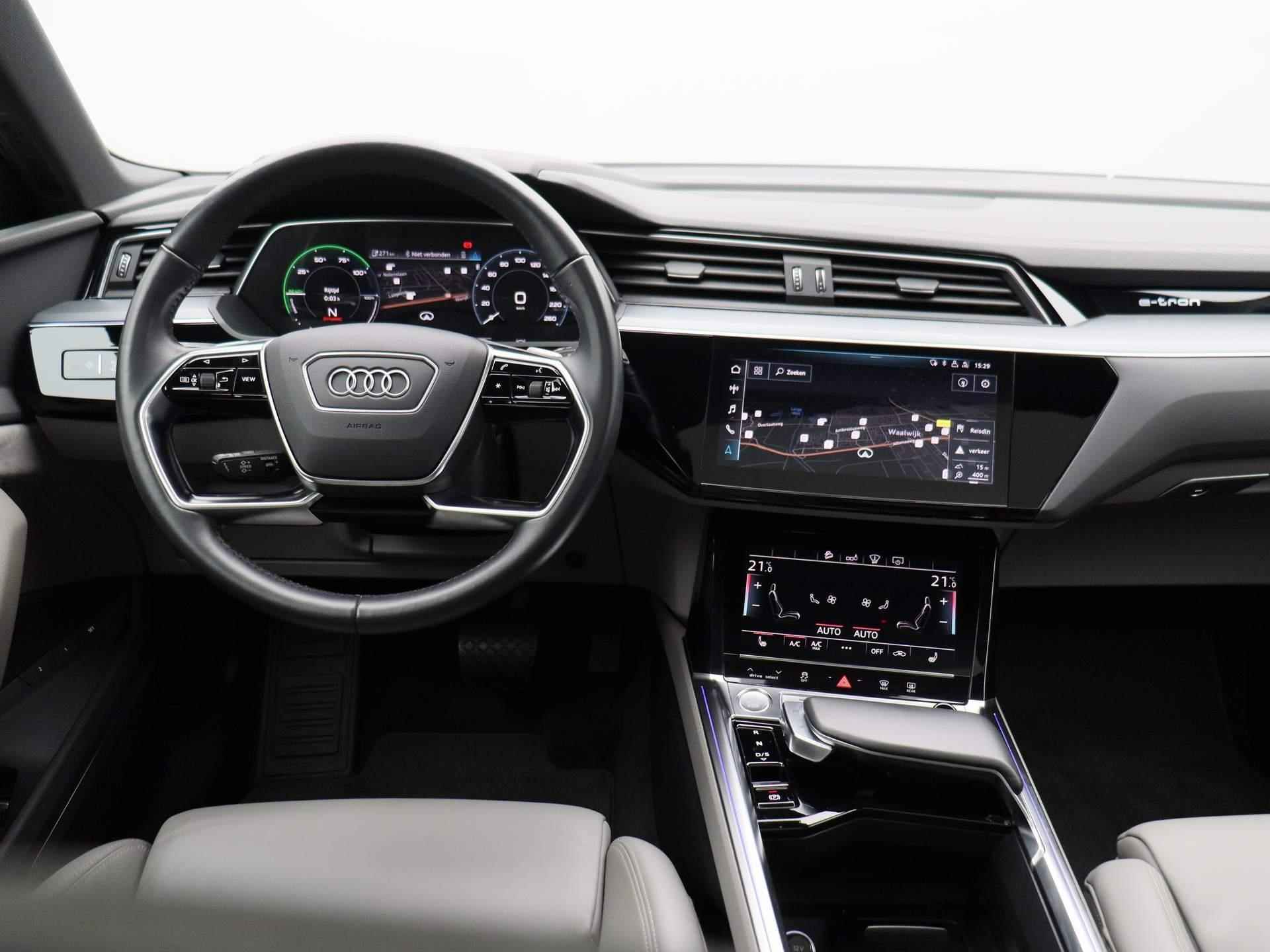 Audi e-tron e-tron 55 quattro advanced Pro Line Plus 95 kWh | Leder | LED Matrix | Bang&Olufsen | Head up display | Navigatie | Memory seats | Lichtmetalen velgen | Panoramadak |  Cruise control | 360 Camera | Parkeersensoren | Elektrische Kofferklep | - 7/53