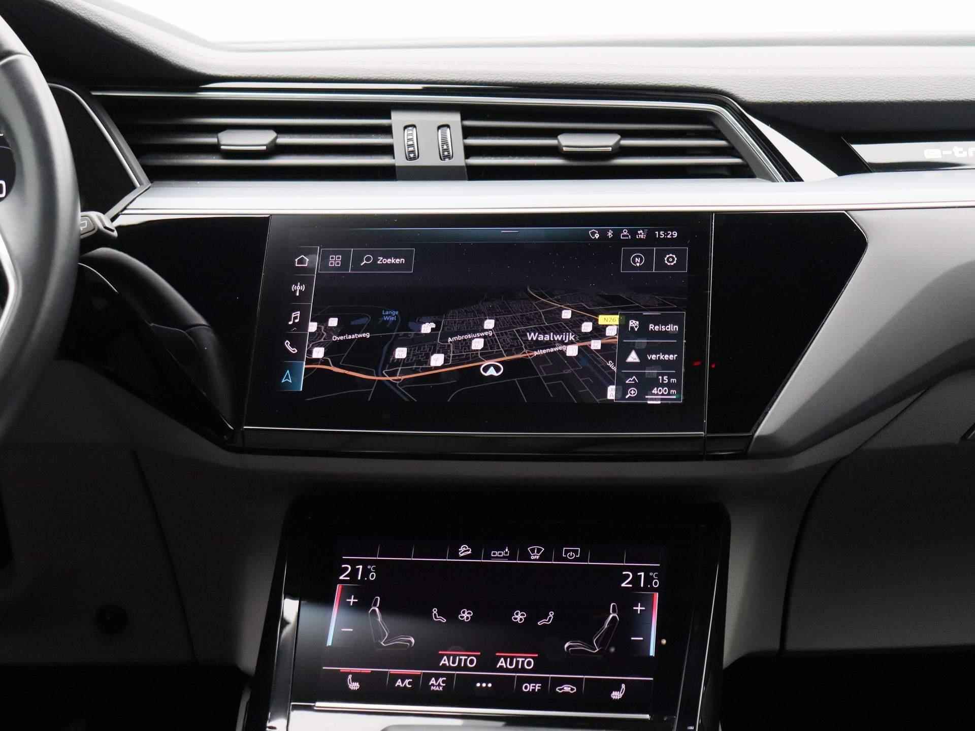 Audi e-tron e-tron 55 quattro advanced Pro Line Plus 95 kWh | Leder | LED Matrix | Bang&Olufsen | Head up display | Navigatie | Memory seats | Lichtmetalen velgen | Panoramadak |  Cruise control | 360 Camera | Parkeersensoren | Elektrische Kofferklep | - 9/53