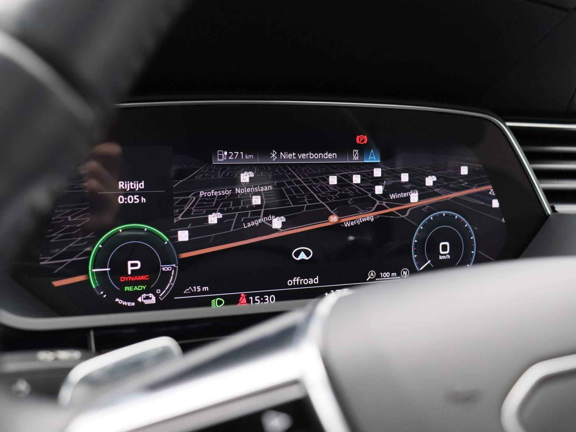 Audi e-tron e-tron 55 quattro advanced Pro Line Plus 95 kWh | Leder | LED Matrix | Bang&Olufsen | Head up display | Navigatie | Memory seats | Lichtmetalen velgen | Panoramadak |  Cruise control | 360 Camera | Parkeersensoren | Elektrische Kofferklep | - 28/53