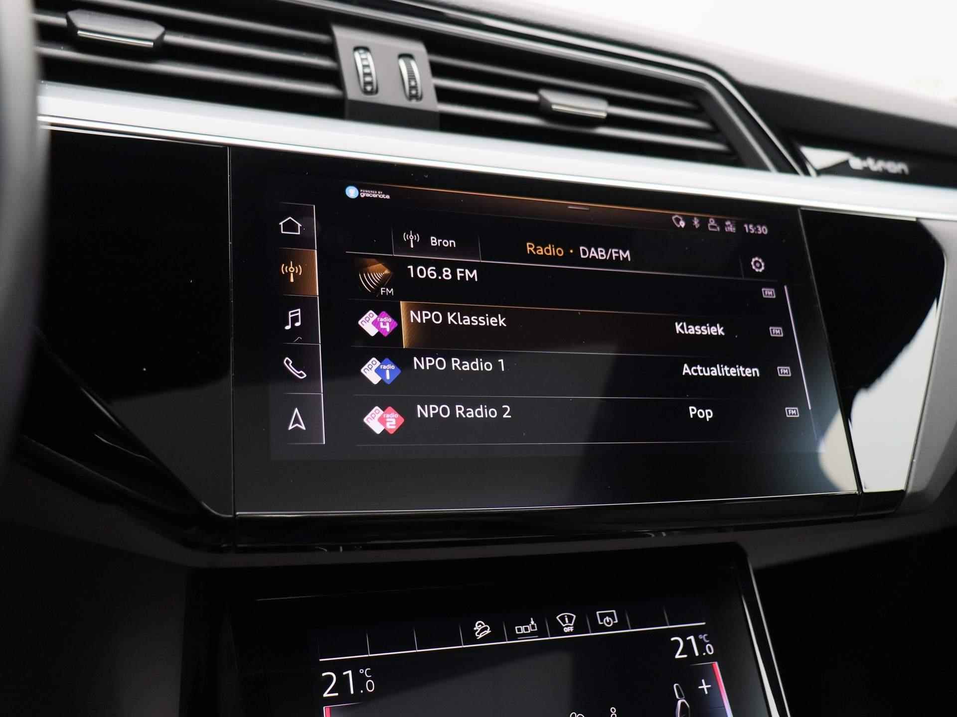 Audi e-tron e-tron 55 quattro advanced Pro Line Plus 95 kWh | Leder | LED Matrix | Bang&Olufsen | Head up display | Navigatie | Memory seats | Lichtmetalen velgen | Panoramadak |  Cruise control | 360 Camera | Parkeersensoren | Elektrische Kofferklep | - 33/53