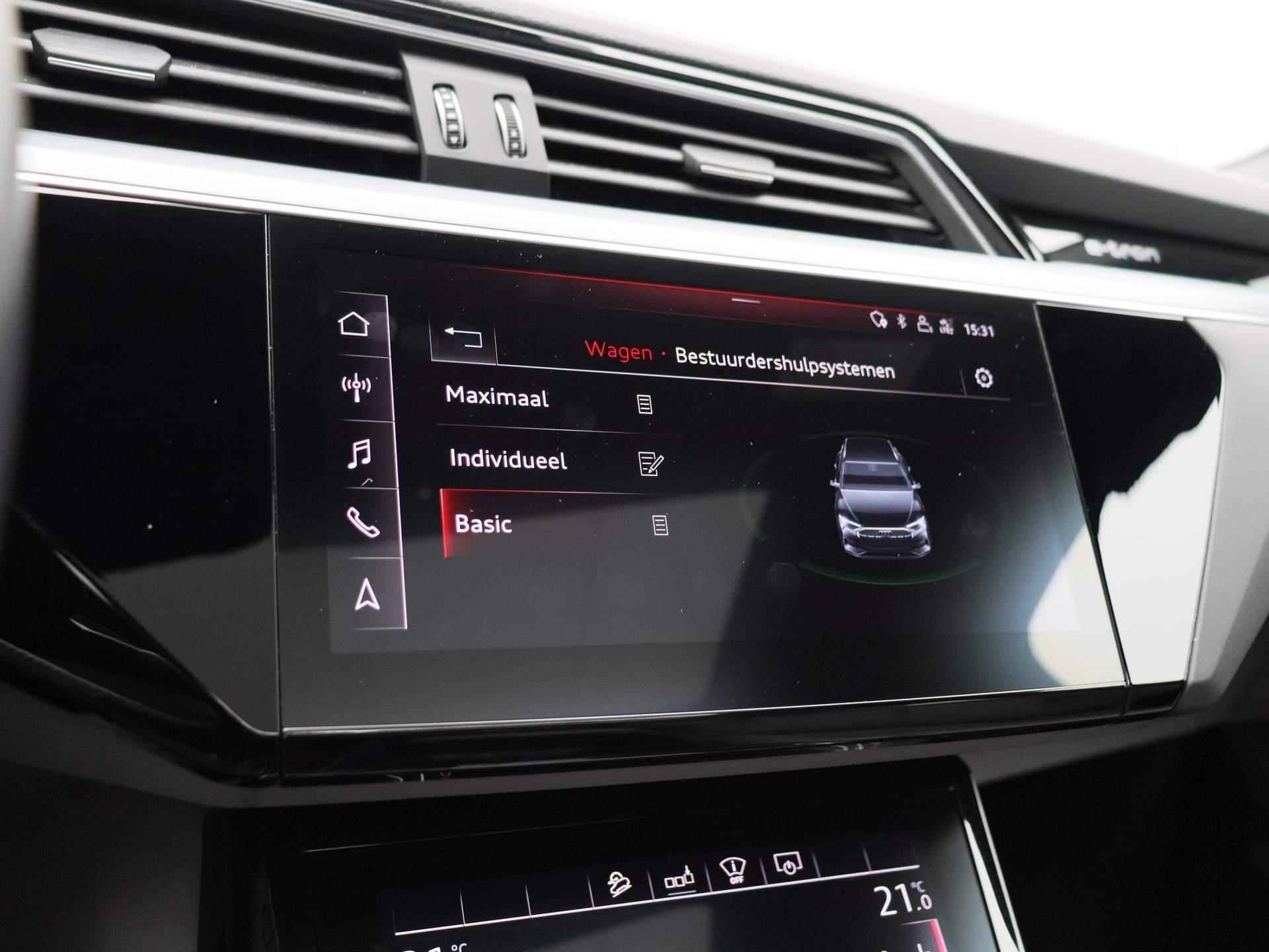Audi e-tron e-tron 55 quattro advanced Pro Line Plus 95 kWh | Leder | LED Matrix | Bang&Olufsen | Head up display | Navigatie | Memory seats | Lichtmetalen velgen | Panoramadak |  Cruise control | 360 Camera | Parkeersensoren | Elektrische Kofferklep | - 37/53