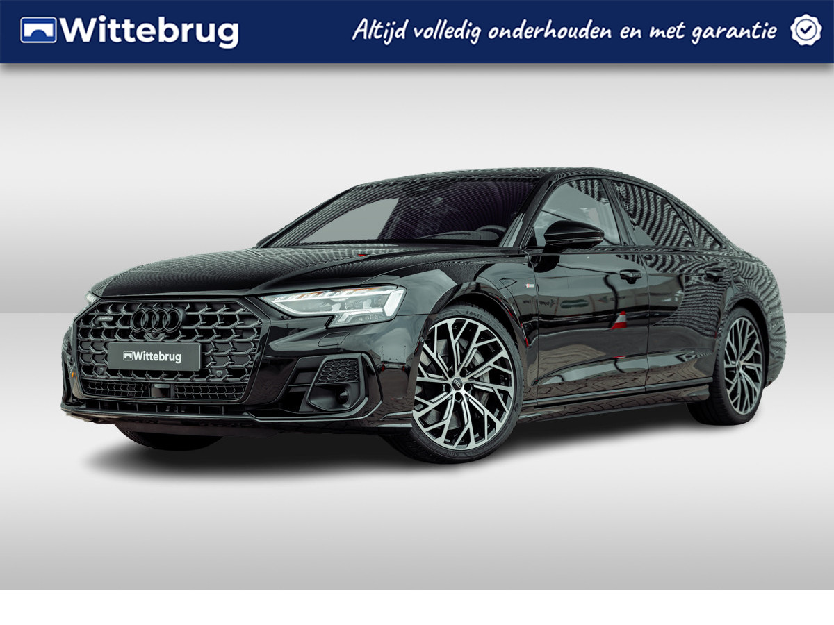 Audi A8 60 TFSI e 462pk tiptronic quattro S Line | Head Up | Servo | Bang & Olufsen | Ventilatie + massage | Digital Matrix | Trekhaak | Assistentiepakket plus | 21" LM velgen | Optiek zwart