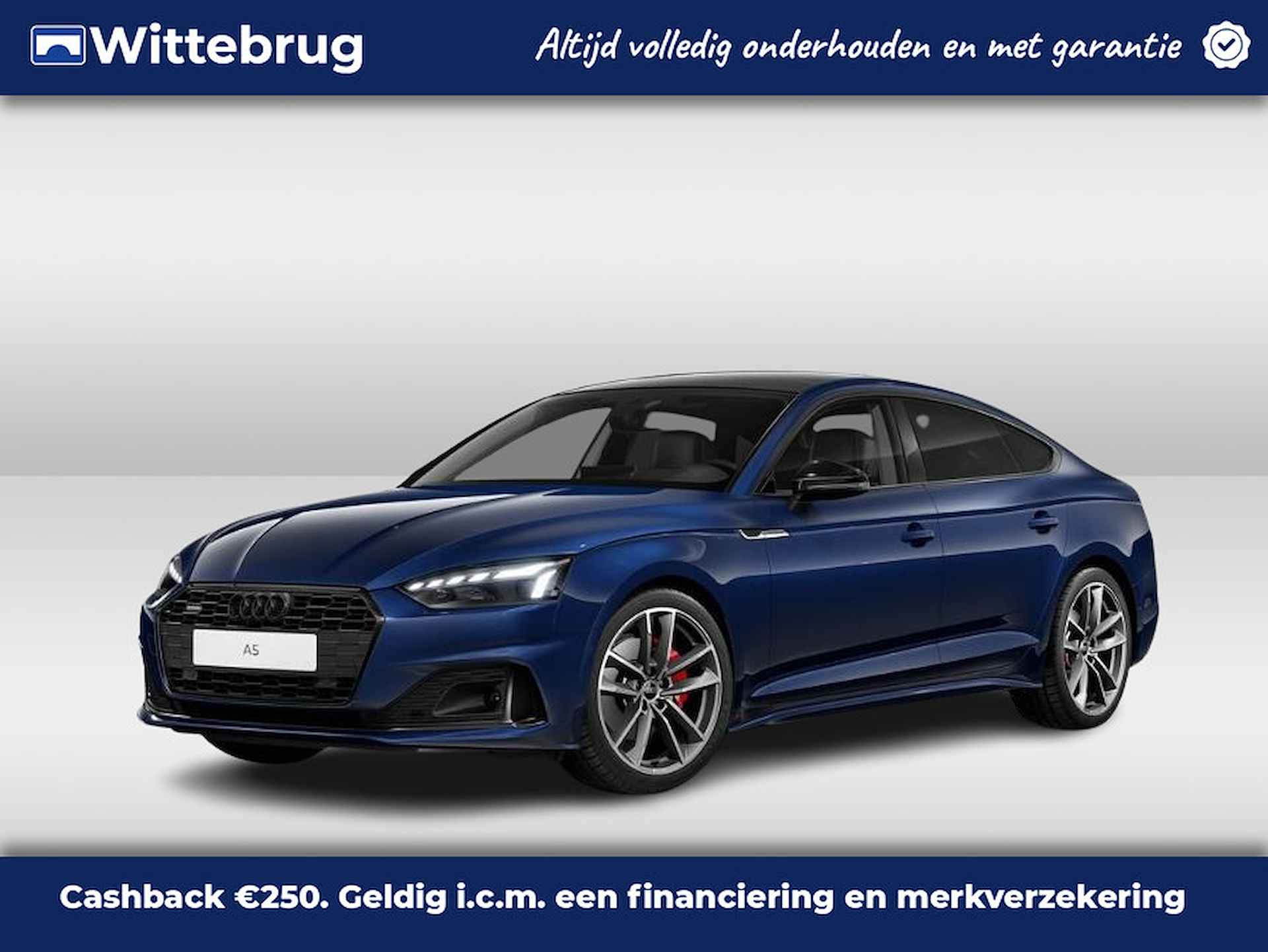 Audi A5 Sportback 40 TFSI 204pk s-tronic quattro Advanced | Nieuw 82k | Panoramadak | Trekhaak | Head Up | Standkachel | Tour pakket | Matrix | Elektr. stoelen | Leder-alcantara | 19" LM velgen | Optiek zwart plus | Camera | Stuurverwarming - 1/7