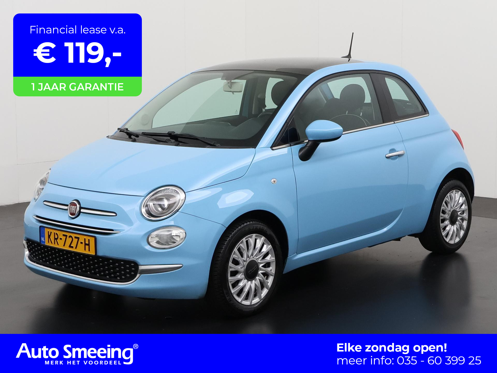 Fiat 500 1.2 Lounge | Panoramadak | Navigatie | Zondag Open!