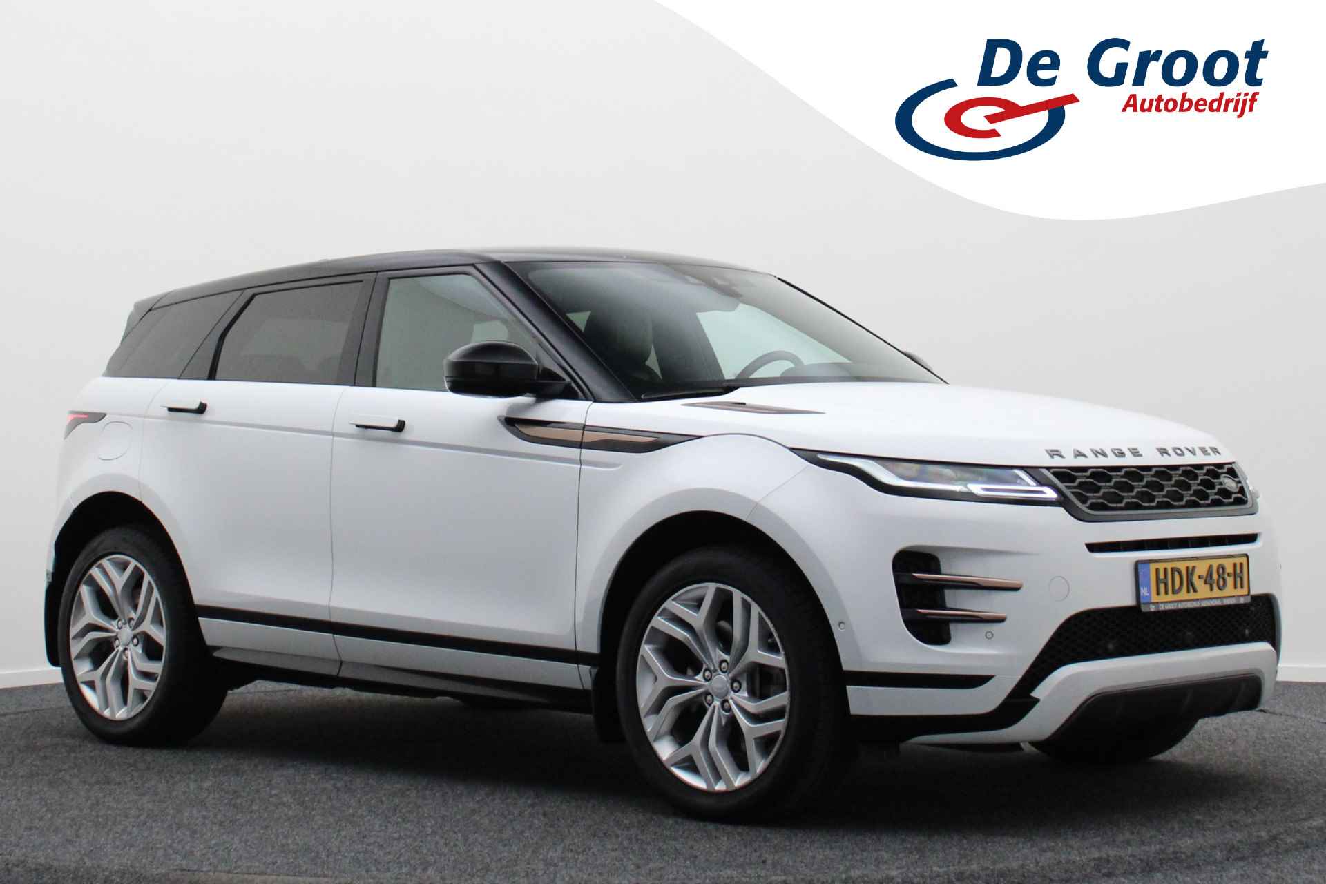 Land Rover Range Rover Evoque 1.5 P300e AWD R-Dynamic SE Plug-in Hybrid Automaat Two-Tone lak, LED, Camera, Leer, Cruise, Apple CarPlay, Comfortzetels, 20''