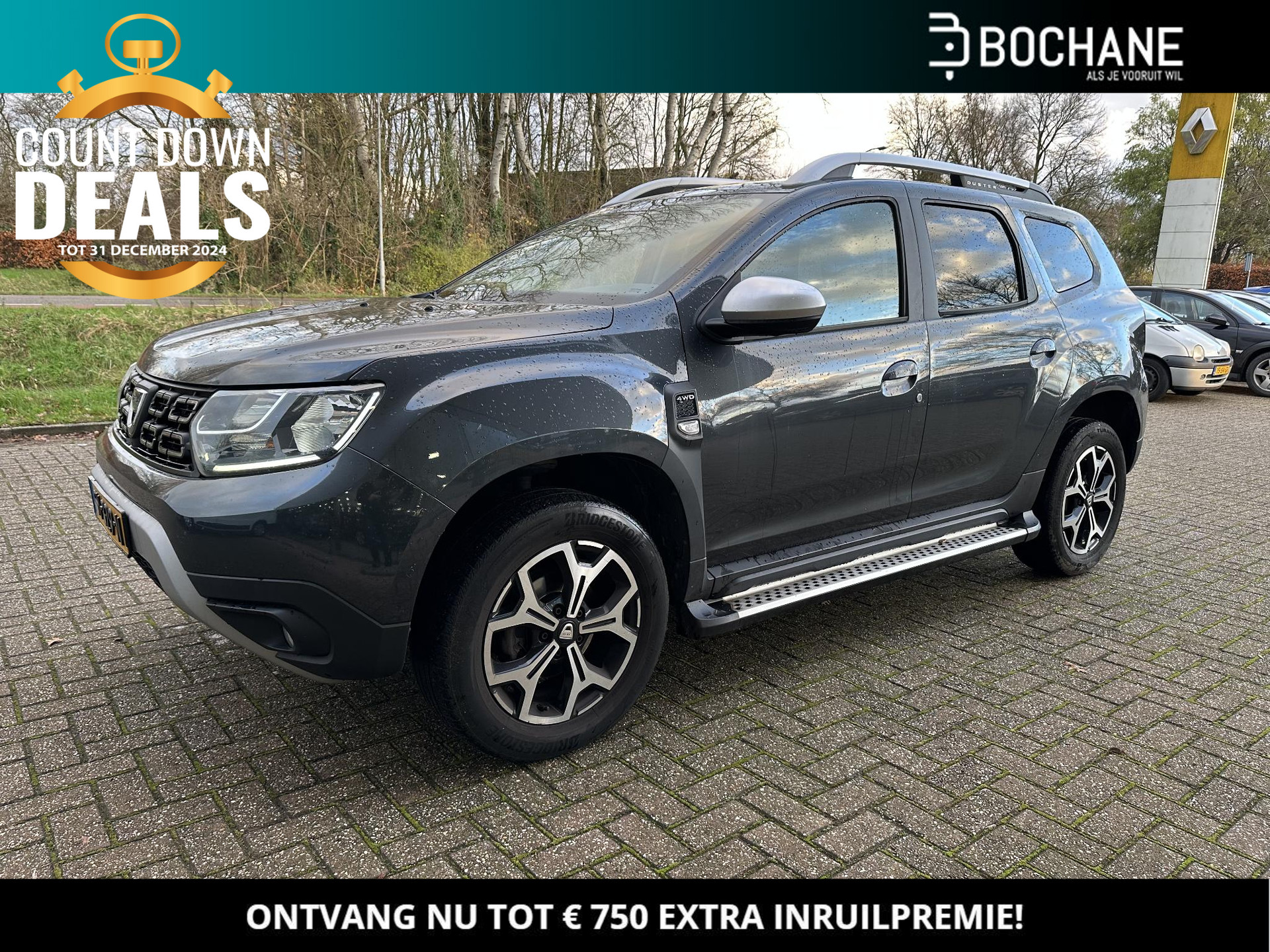 Dacia Duster 1.2 TCe 125 4x4 Prestige | Trekhaak | Navi | Clima | Leder | Cruise | Keyless | 360° camera | NL-auto + dealer onderhouden!