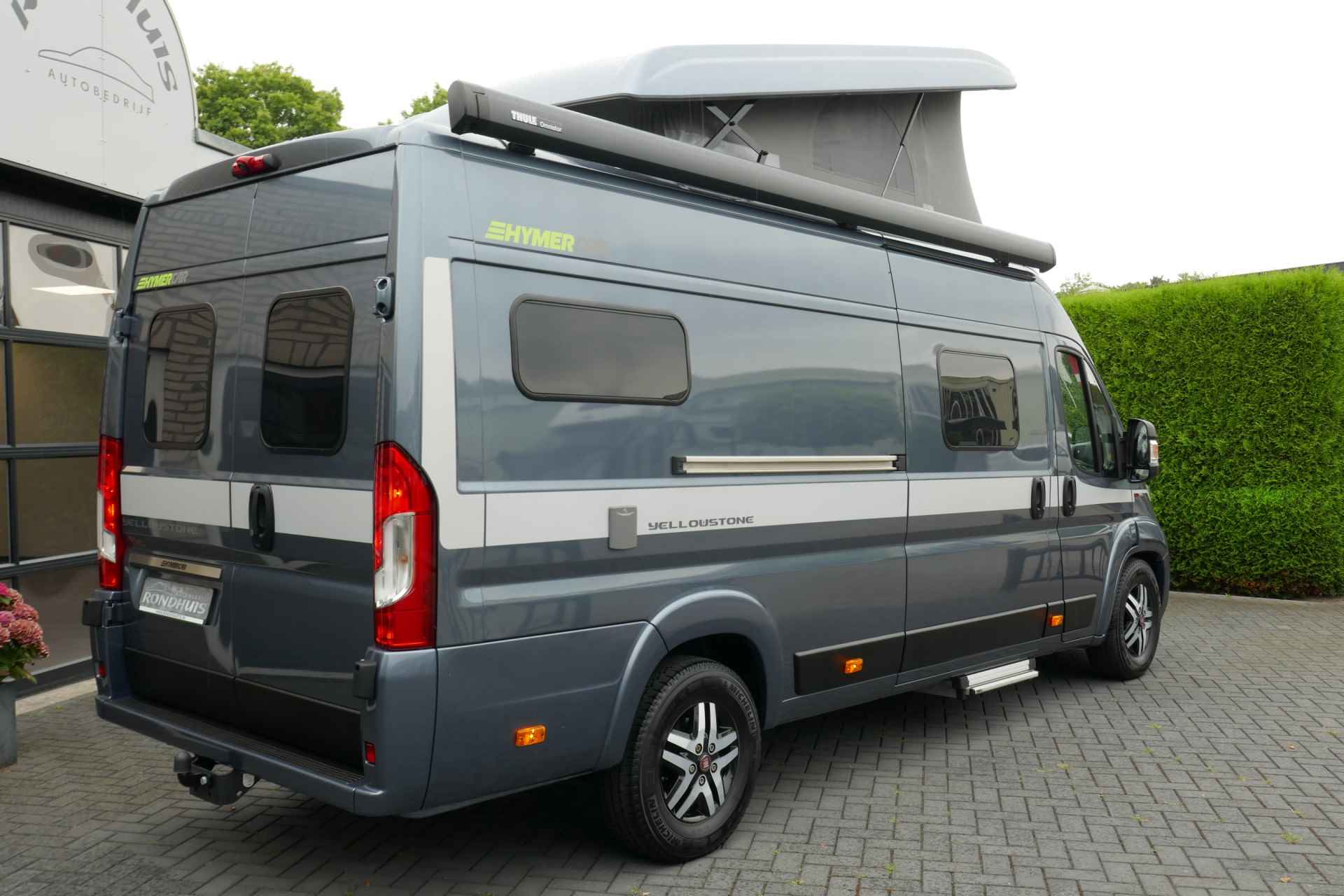 Hymer Yellowstone 640 Hymercar Hefdak 150 pk AUTOMAAT Euro6 Fiat Ducato **Lengtebedden/Hefdak met 2 slaapplaatsen/Trekhaak/NL Camper/S - 52/76