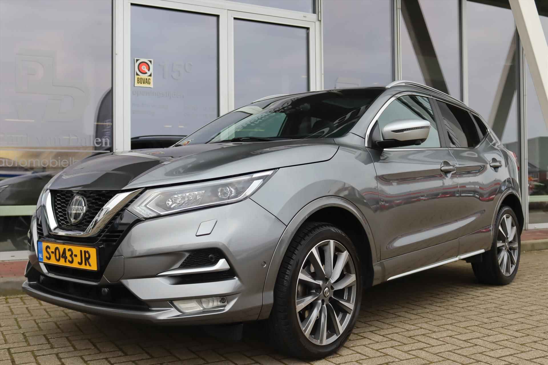 Nissan Qashqai 1.3 DIG-T 160PK AUTOMAAT TEKNA+ DYNAMIC Panodak | Trekhaak | Adapt.Cruise | Electr.Stoel | Leer | 360 Camera | Bose Audio | 19 Inch Lm | - 45/60