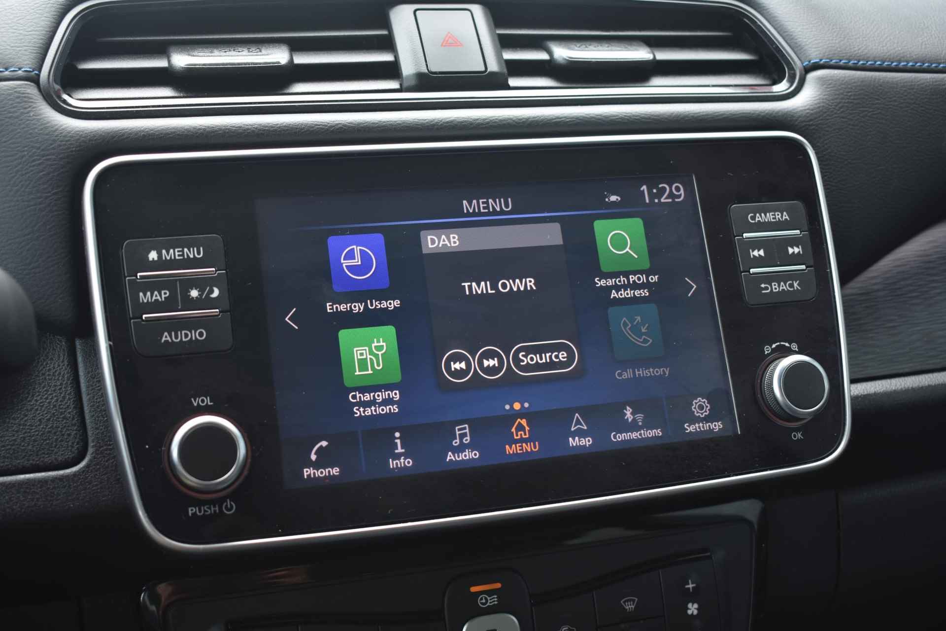Nissan LEAF e+ Tekna 62 kWh 218pk | Warmtepomp | 360 Camera | Navigatie | Stoelverwarming | Adaptive Cruise Control | LED Koplampen | Leder | Automaat - 24/38