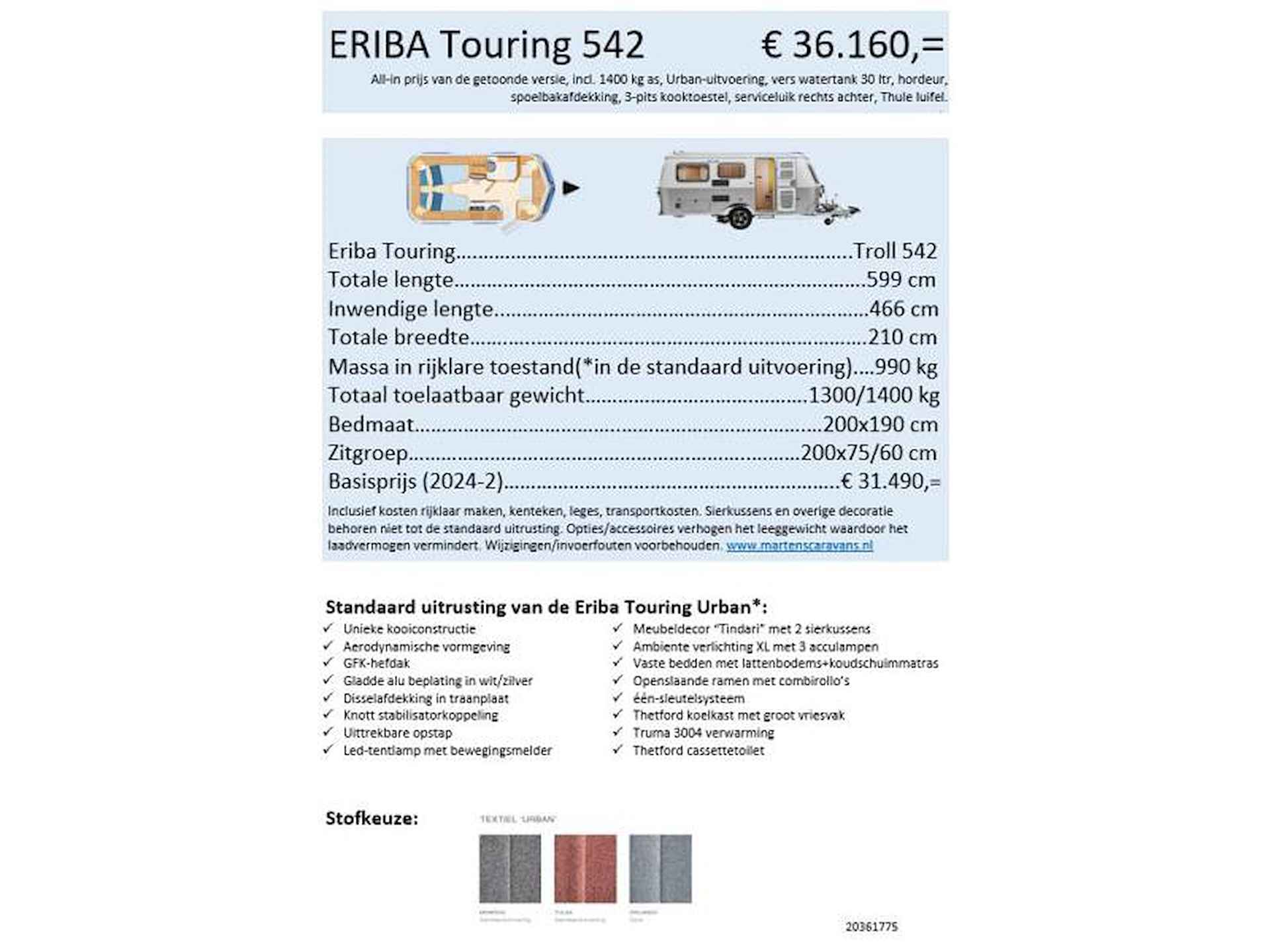 Eriba Touring 542 - uit voorraad leverbaar - 19/20