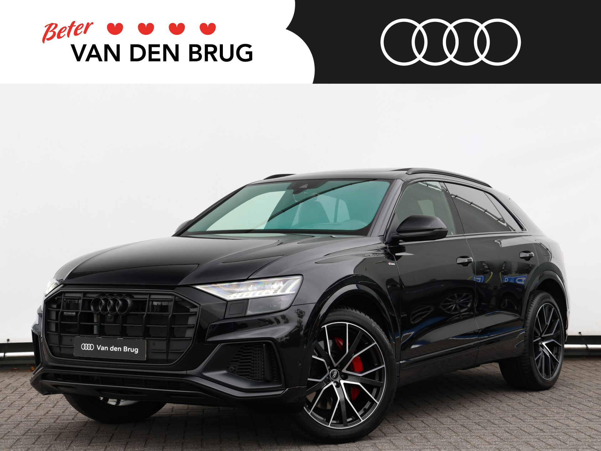 Audi Q8 55 TFSI e quattro Pro Line Plus 381pk | Pano | B&O | Servo | Supersportstoelen | Massage+ventilatie | Nachtzicht | Trekhaak | Head-up | Stuurverwarming | 360° camera | Adaptive Cruise | Dodehoek detectie